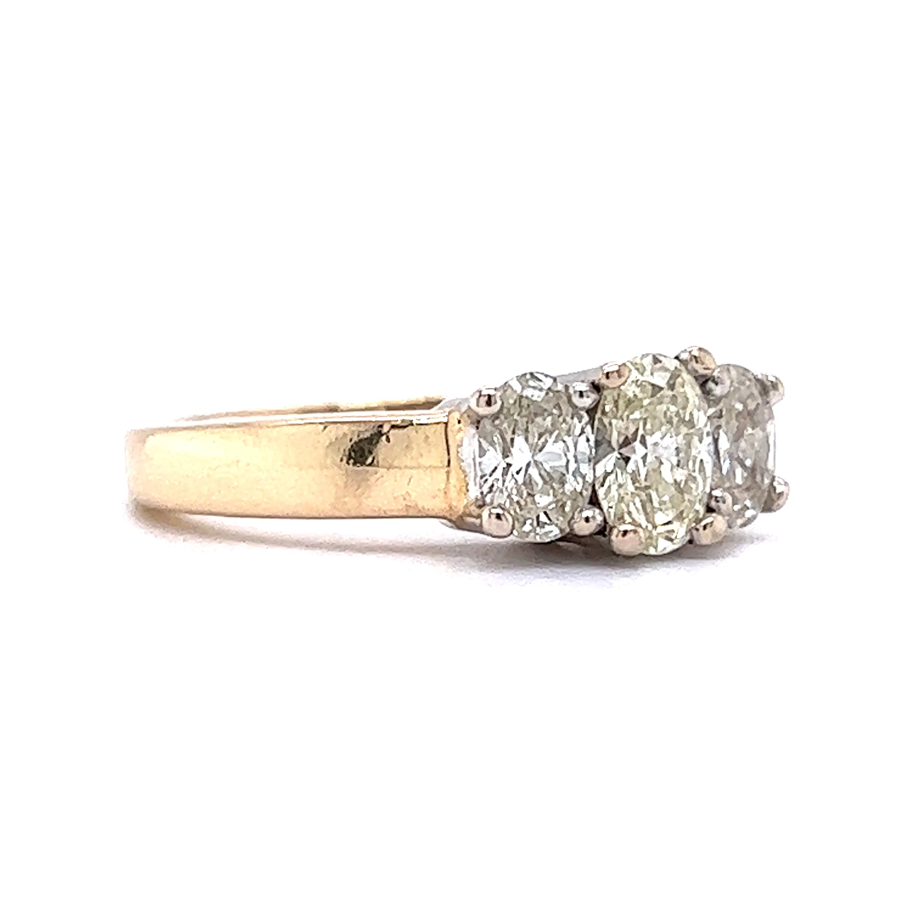 Oval Cut Three Stone Diamond Engagement Ring in 14k Gold - Image 3