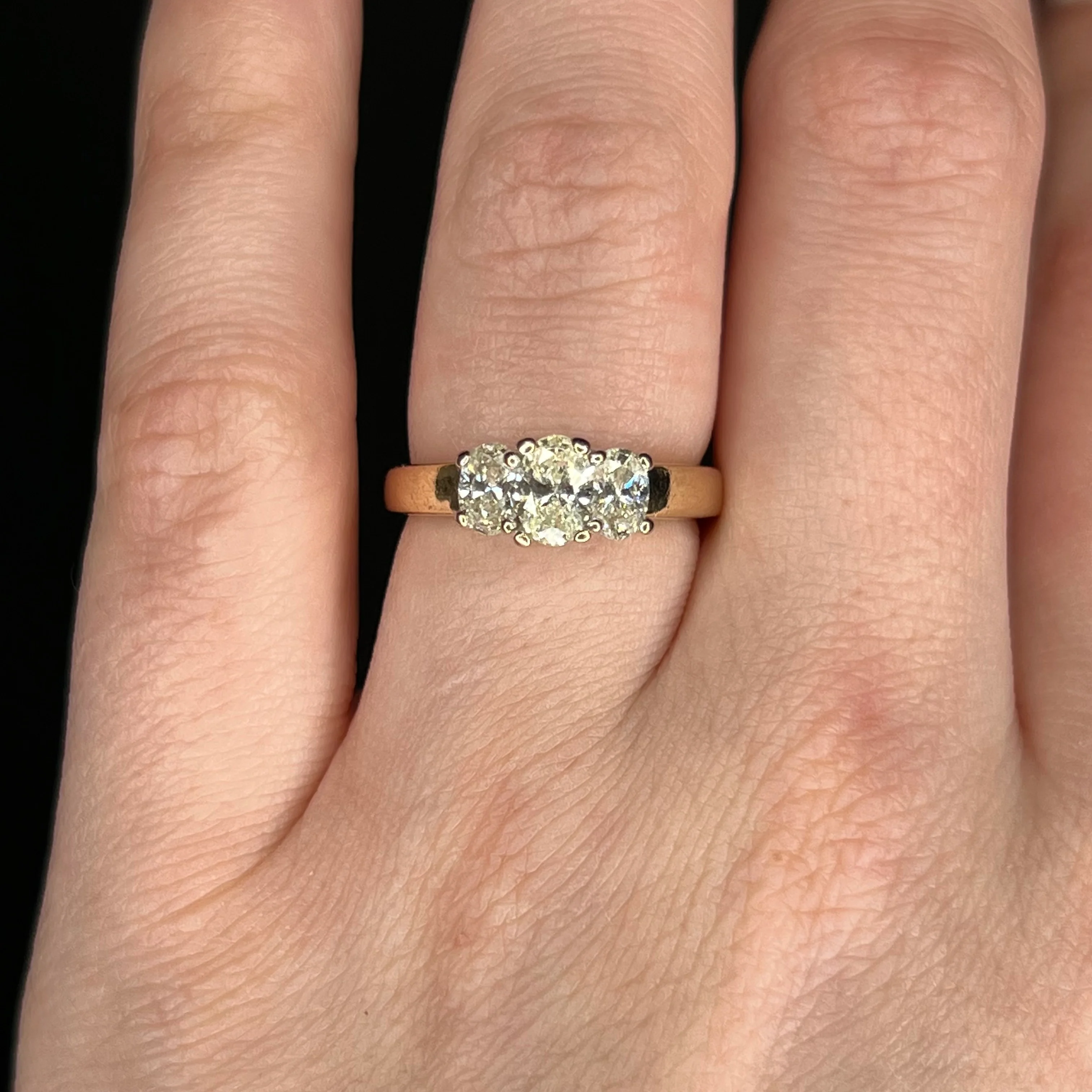 Oval Cut Three Stone Diamond Engagement Ring in 14k Gold - Image 6