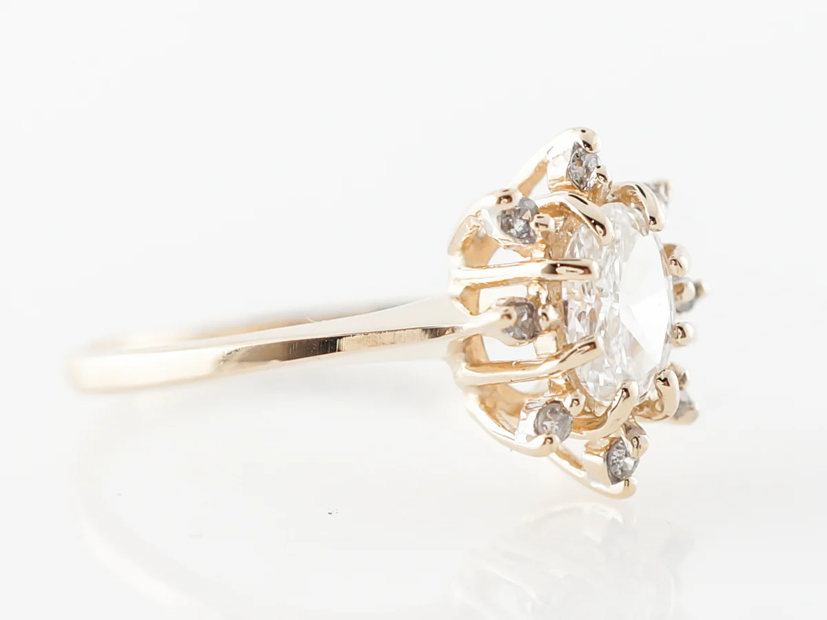 Oval Diamond Halo Engagement Ring in Yellow Gold - Image 3