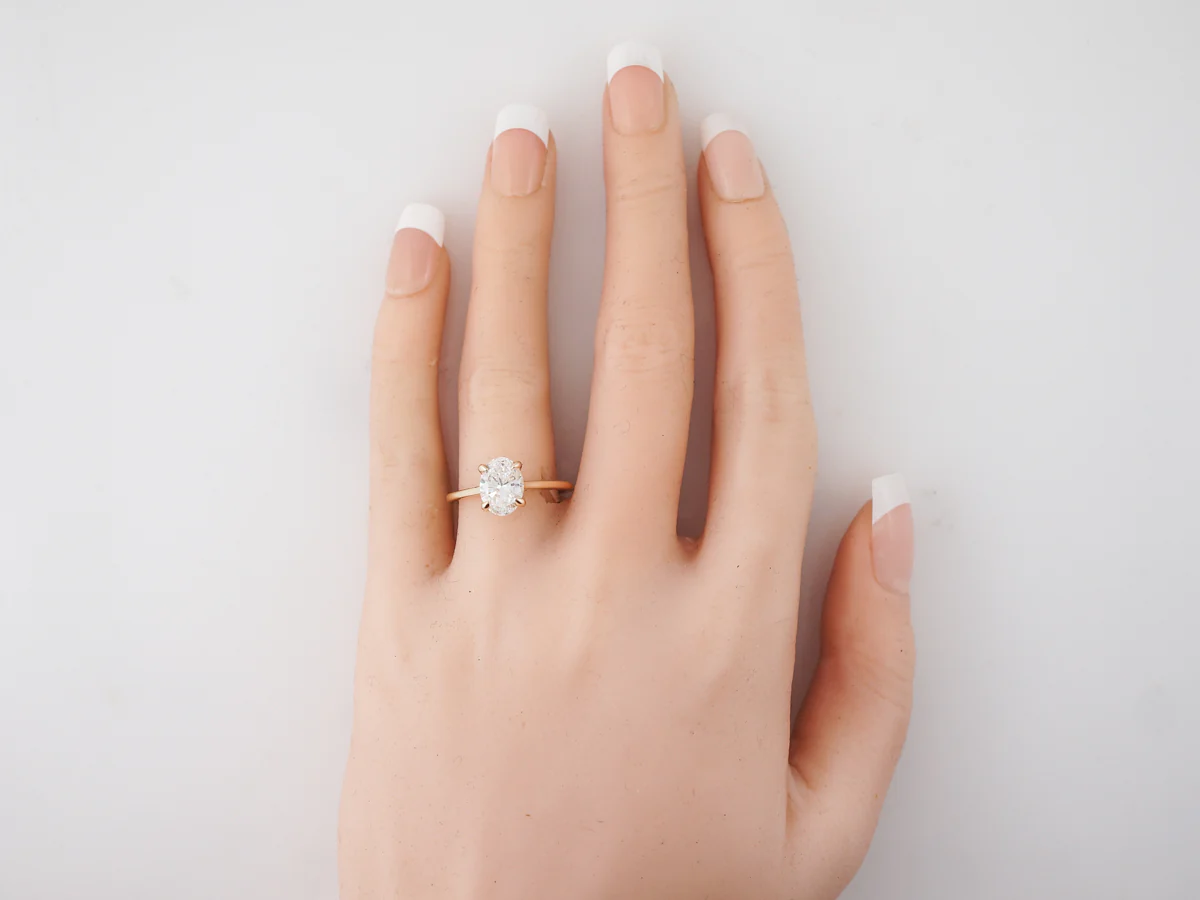 Oval Diamond Solitaire Engagement Ring in Yellow Gold - Image 6