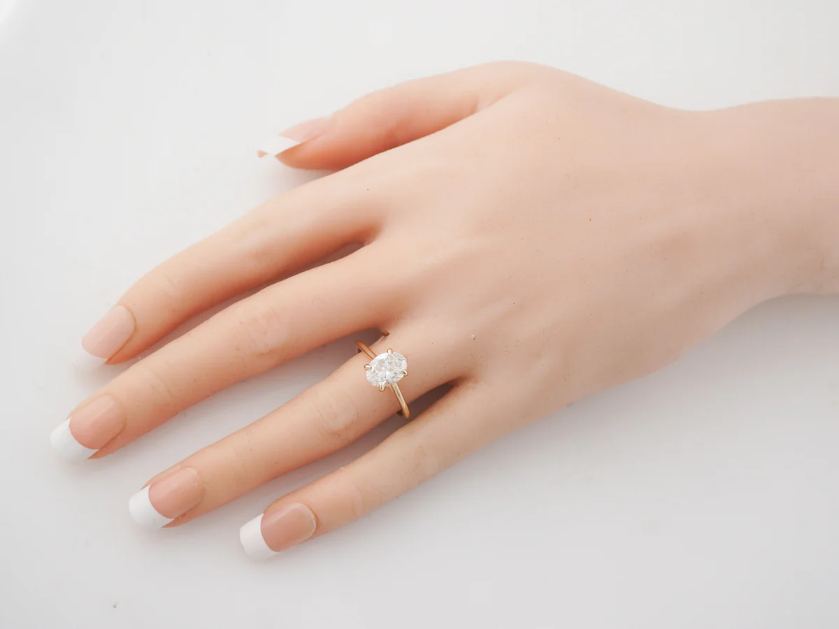 Oval Diamond Solitaire Engagement Ring in Yellow Gold - Image 7