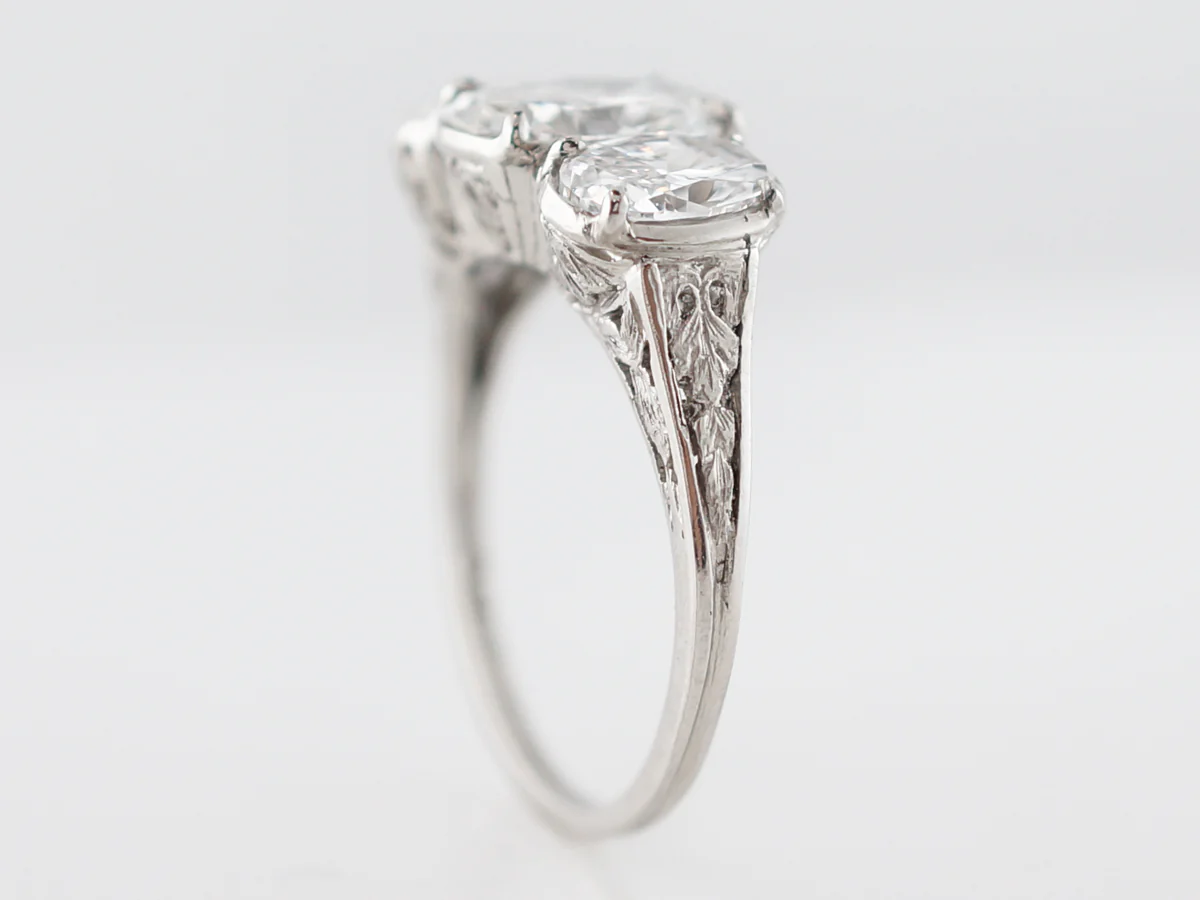 Oval Diamond Three Stone Engagement Ring E/VVS2 - Image 5