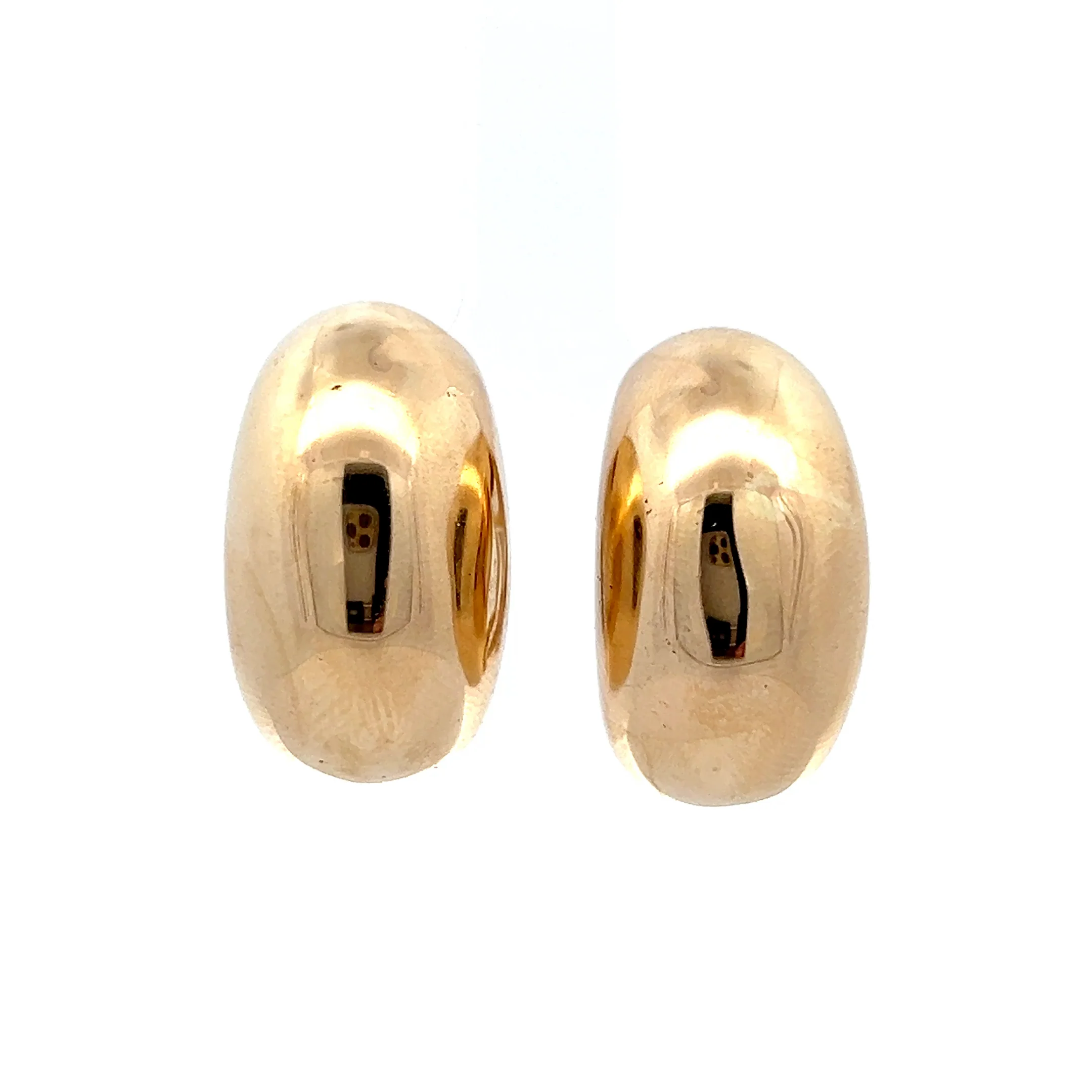 Oval Domed Bubble Stud Hoop Earrings in 14k
