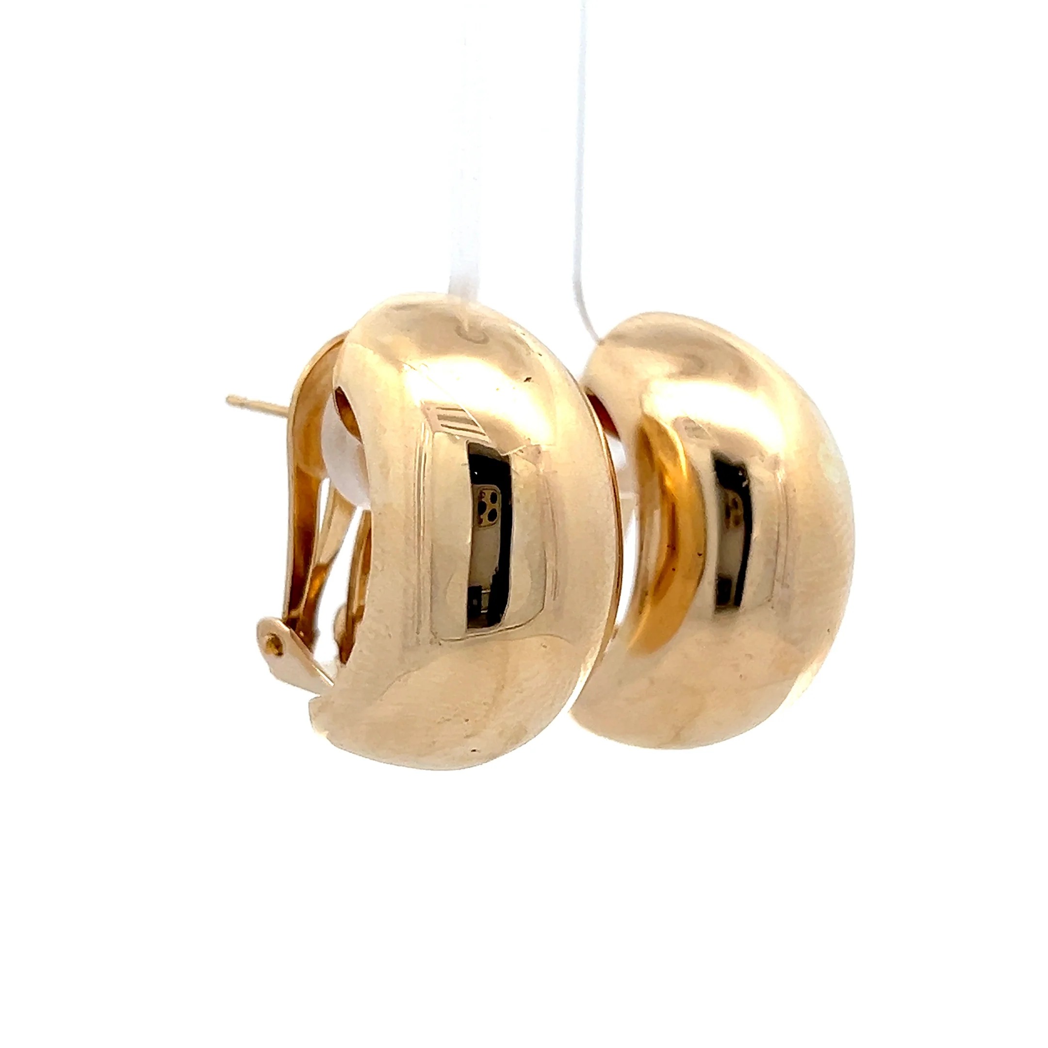Oval Domed Bubble Stud Hoop Earrings in 14k - Image 3