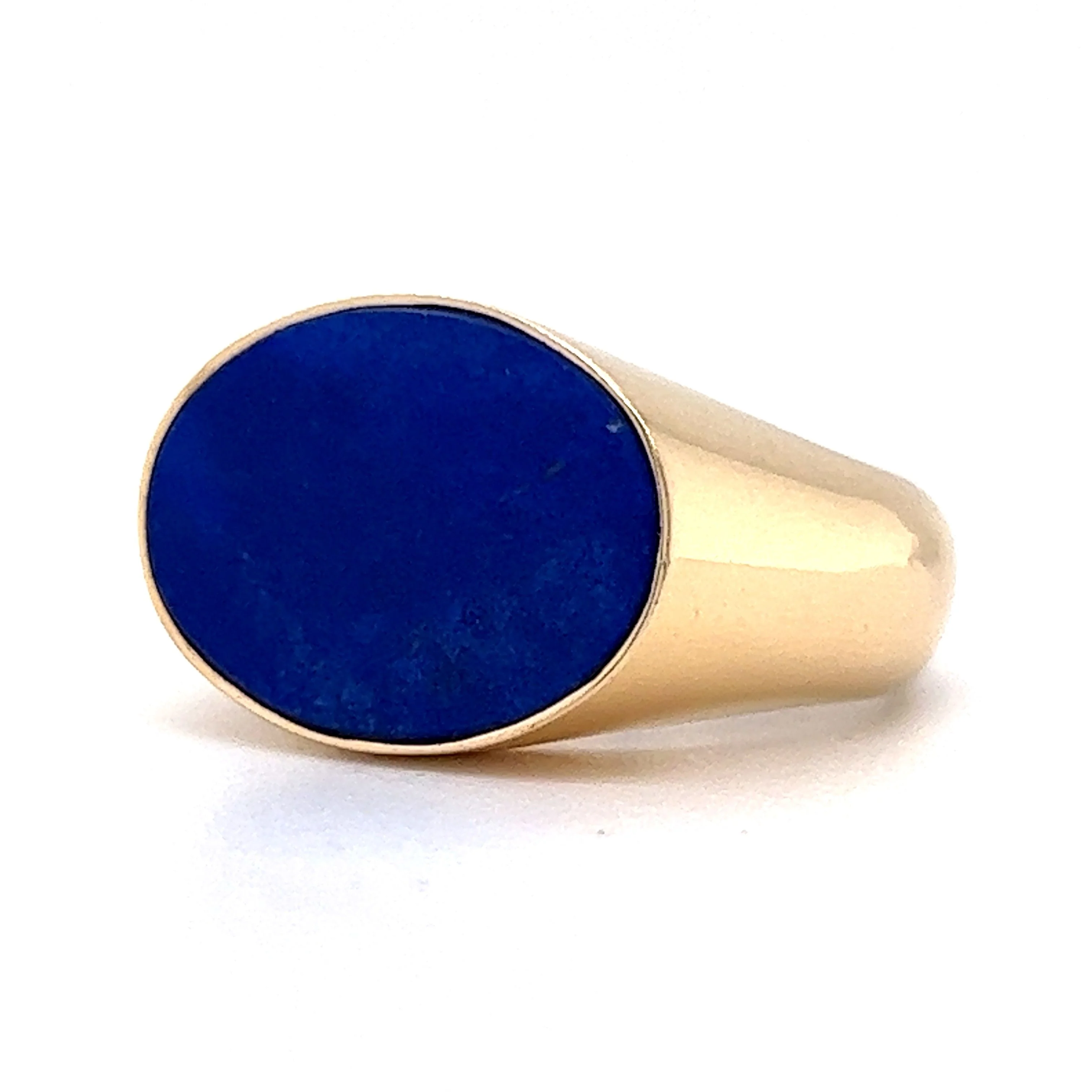 Oval Lapis Lazuli Signet Ring in 14k Yellow Gold - Image 2