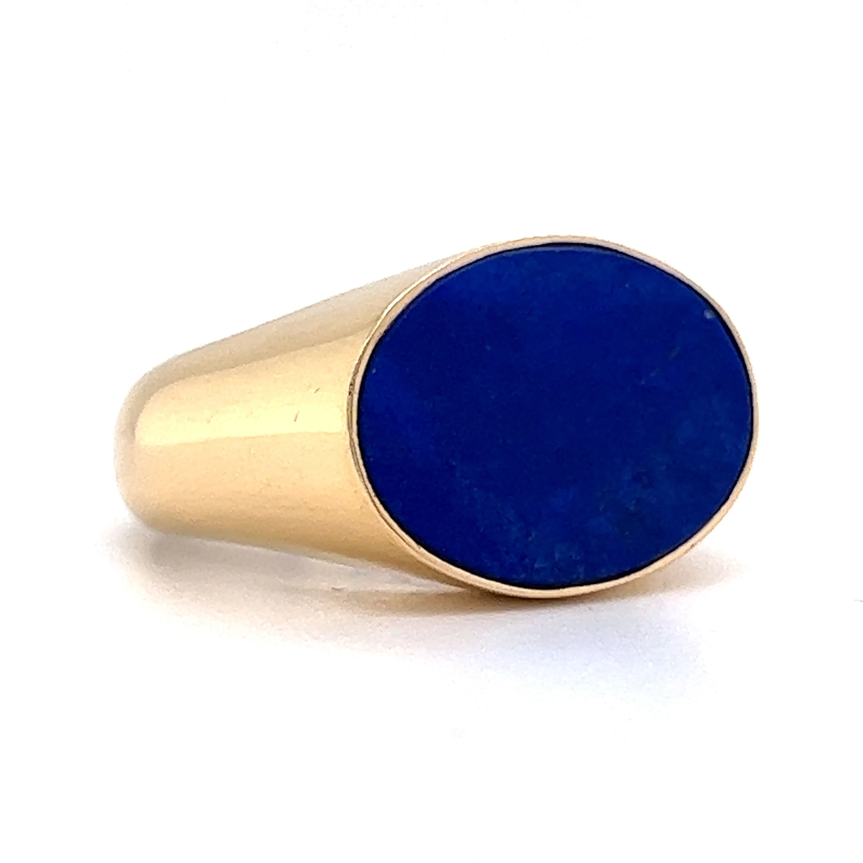 Oval Lapis Lazuli Signet Ring in 14k Yellow Gold - Image 3