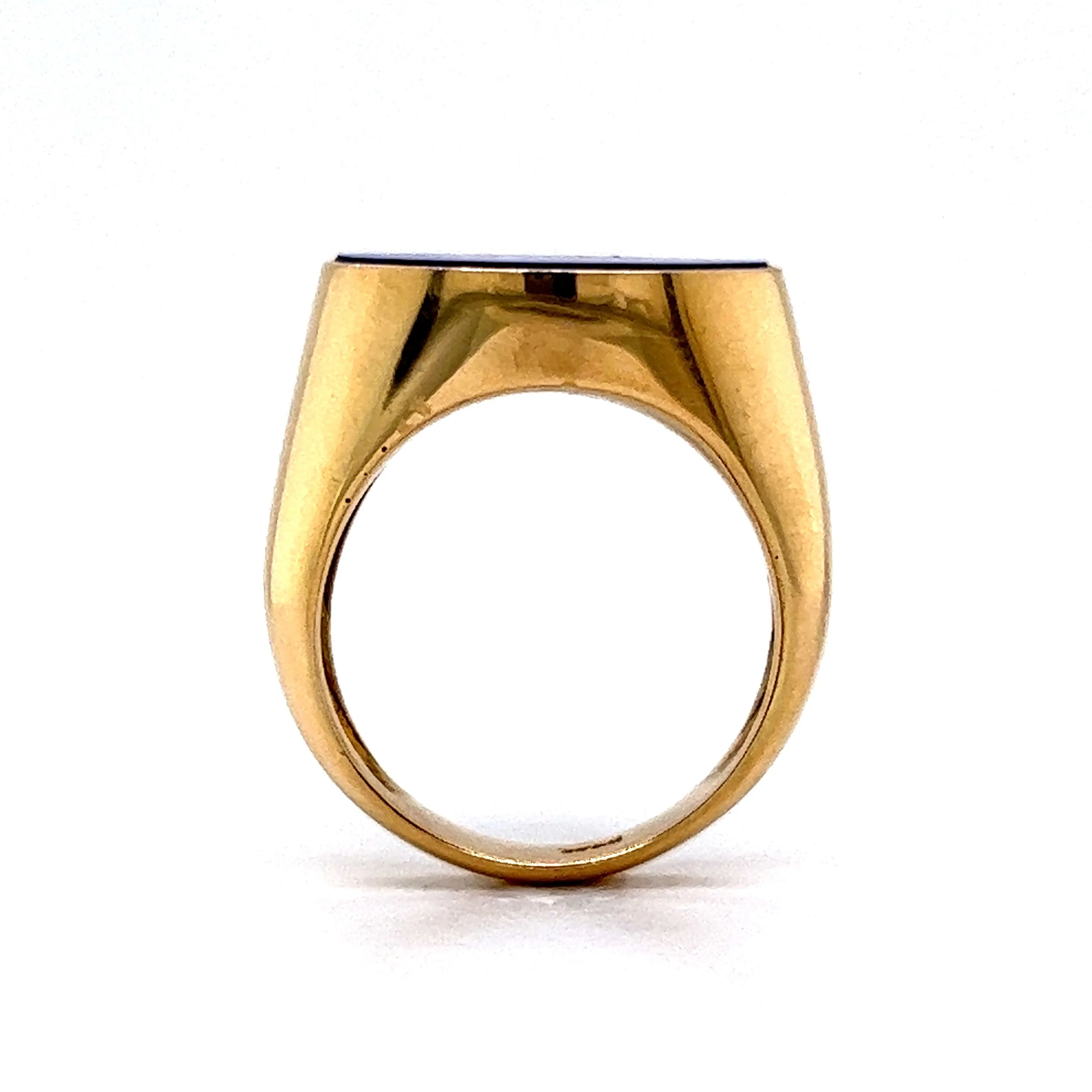 Oval Lapis Lazuli Signet Ring in 14k Yellow Gold - Image 4