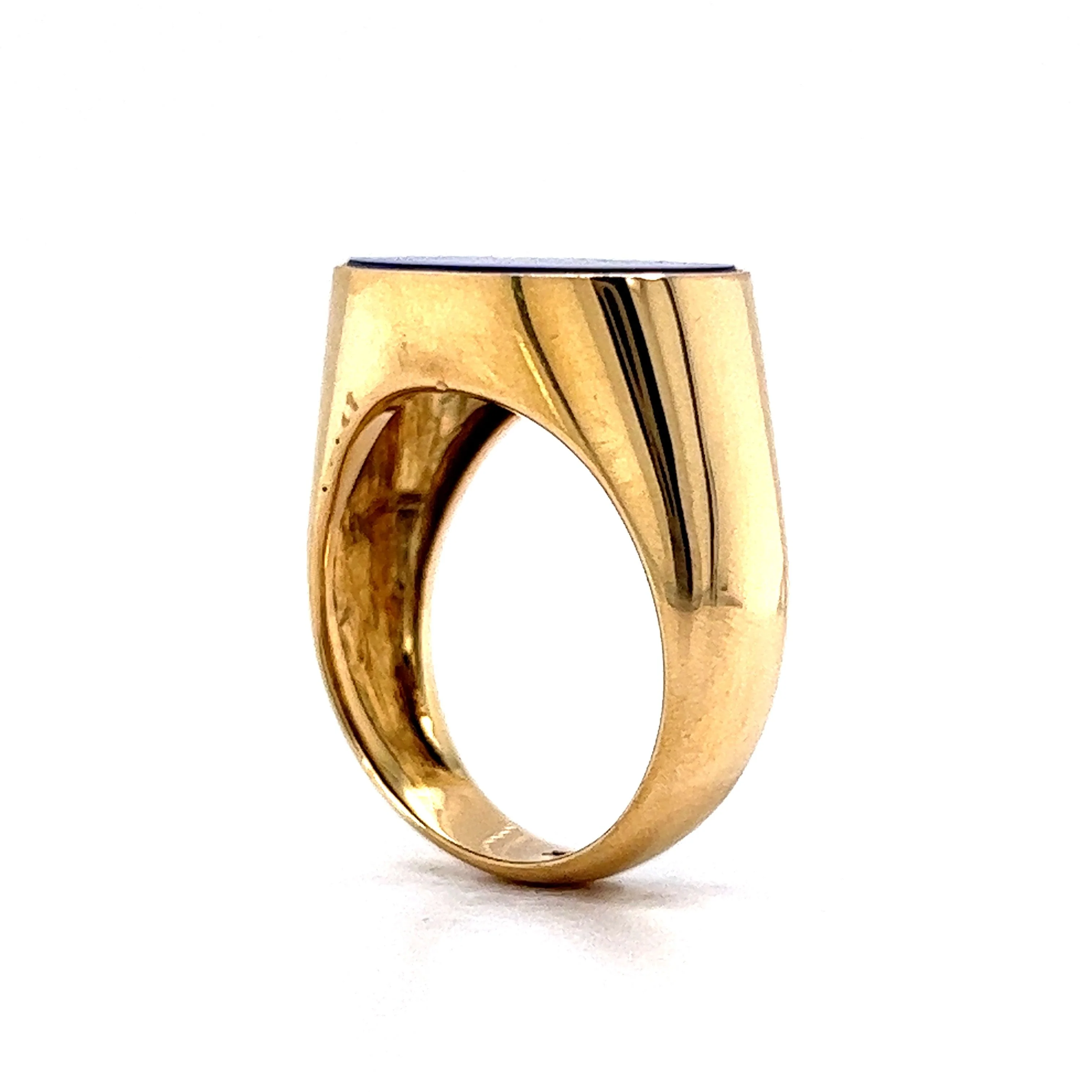 Oval Lapis Lazuli Signet Ring in 14k Yellow Gold - Image 5