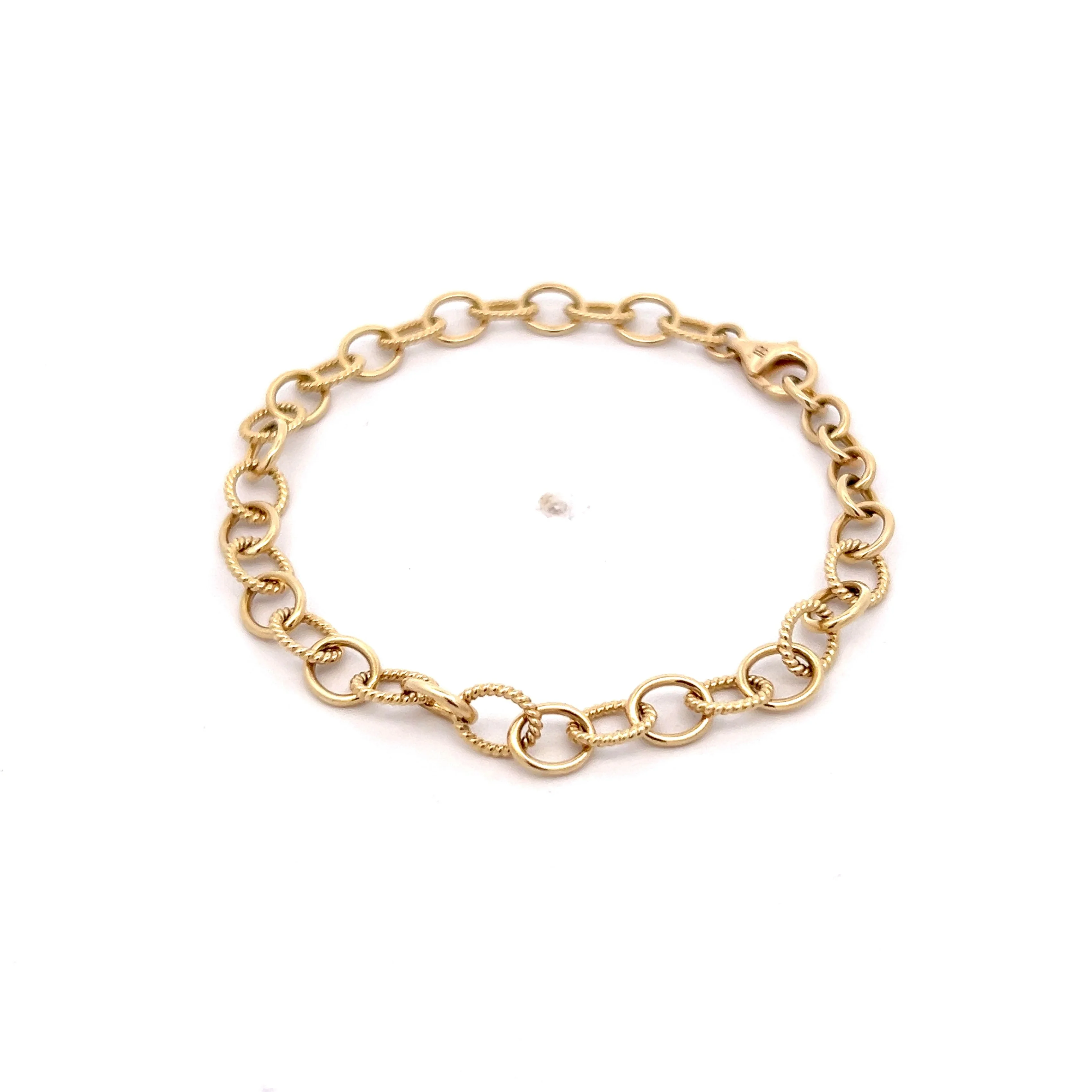 Oval Link Rope Textured Bracelet in 14k Yellow Gold - Image 2