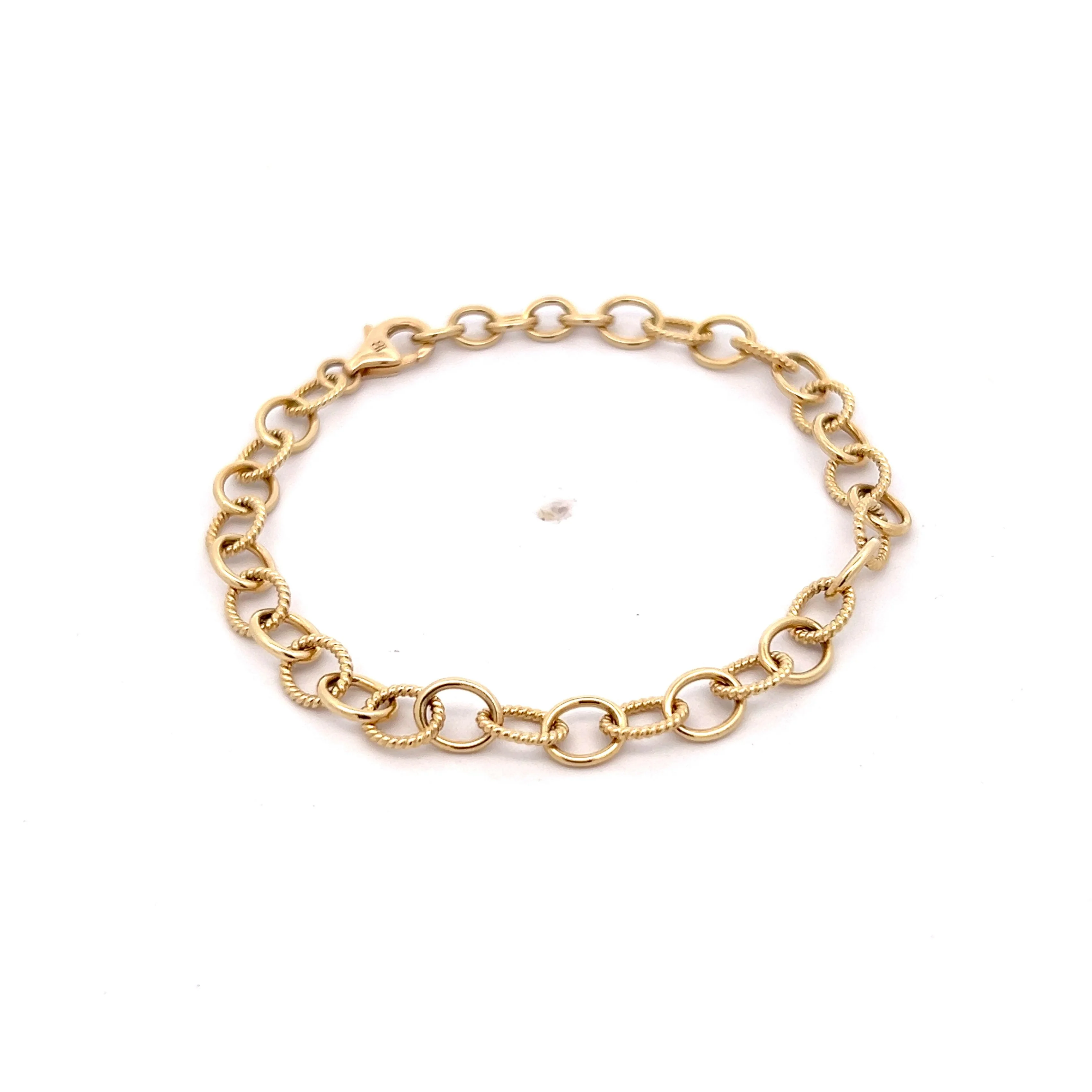 Oval Link Rope Textured Bracelet in 14k Yellow Gold - Image 3