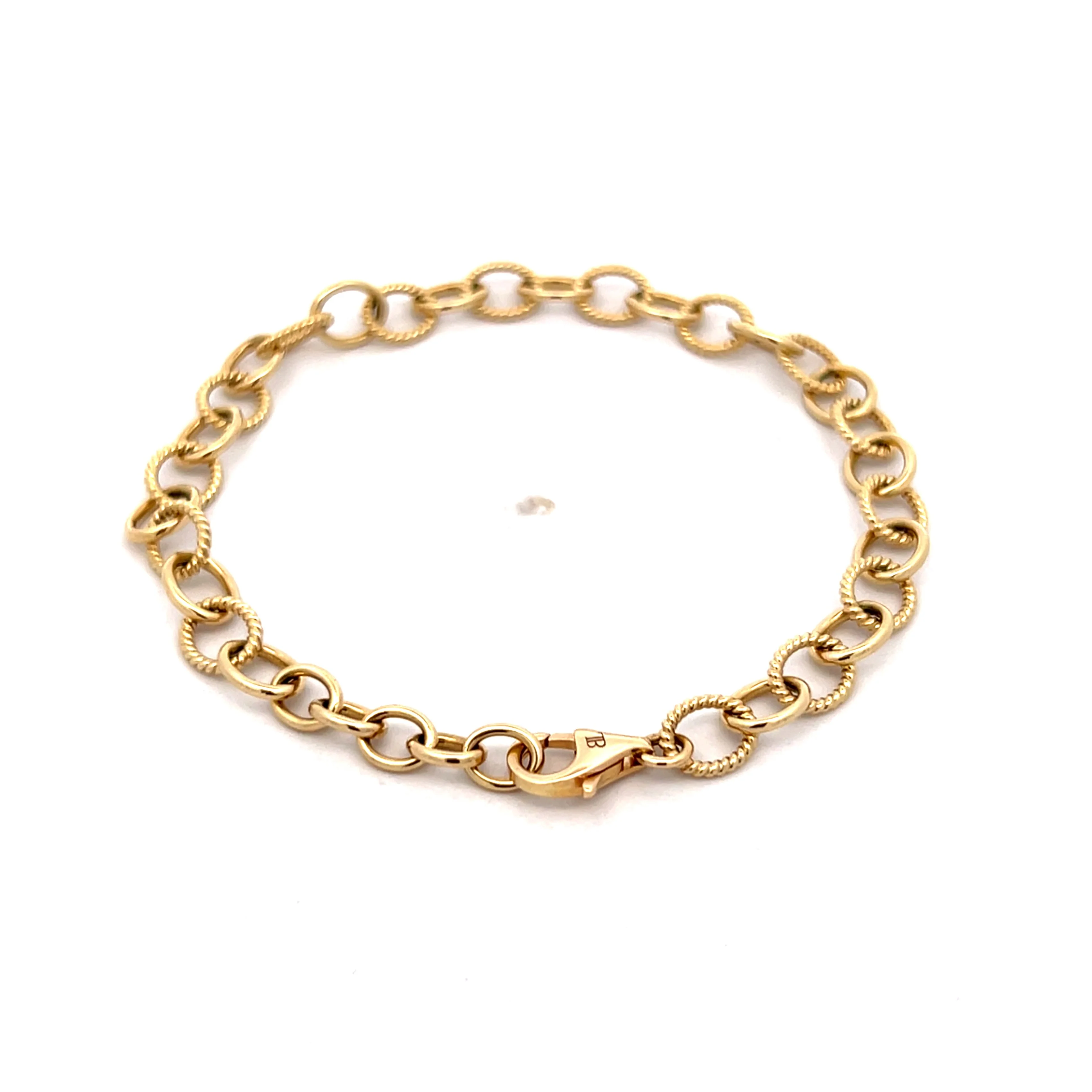 Oval Link Rope Textured Bracelet in 14k Yellow Gold - Image 4