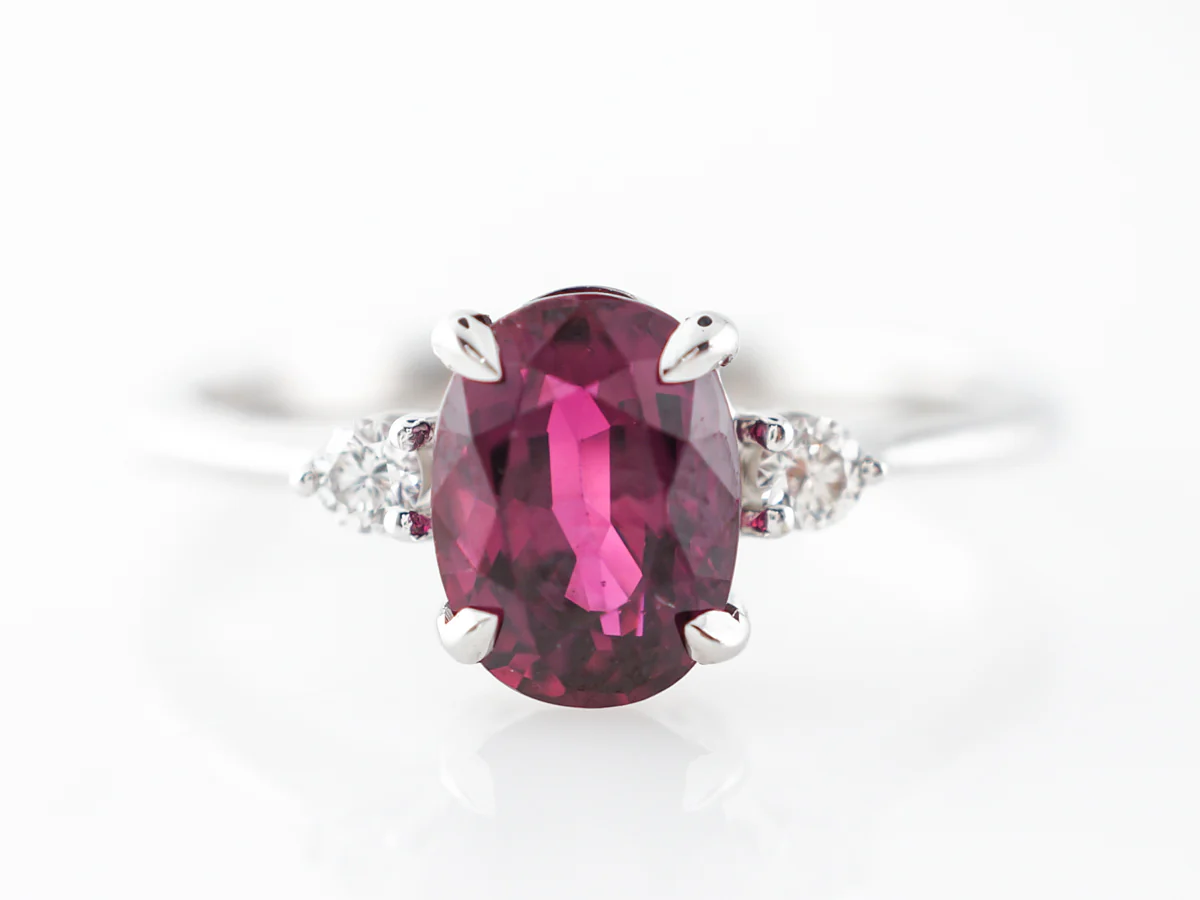 Oval Ruby & Diamond Engagement Ring in 14k White Gold