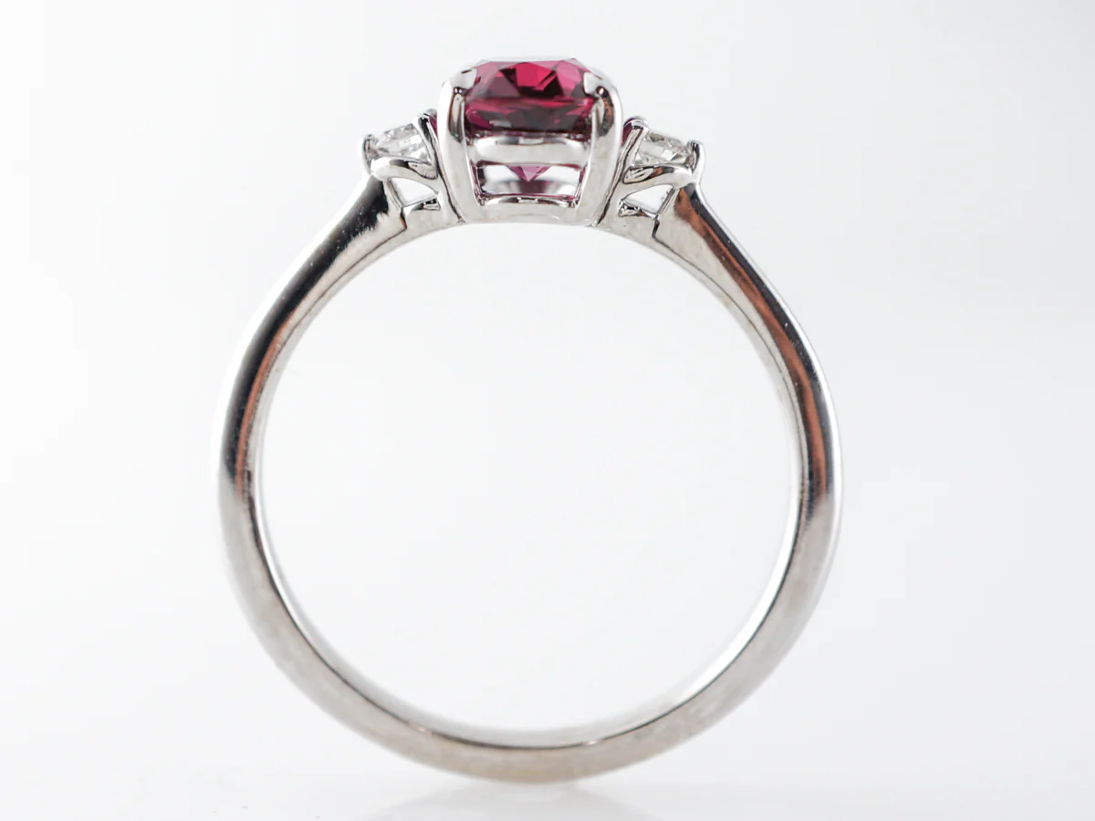 Oval Ruby & Diamond Engagement Ring in 14k White Gold - Image 4