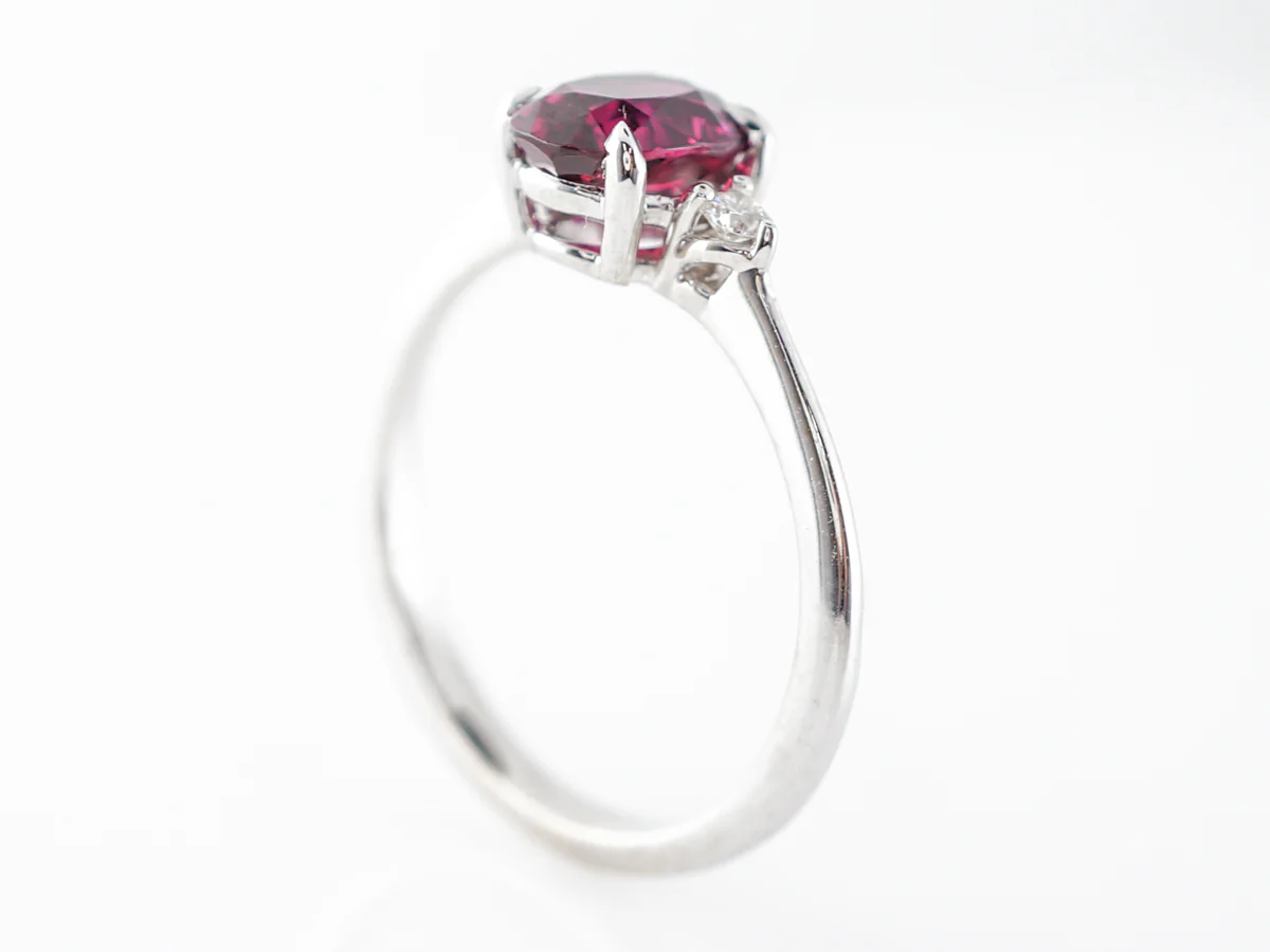 Oval Ruby & Diamond Engagement Ring in 14k White Gold - Image 5