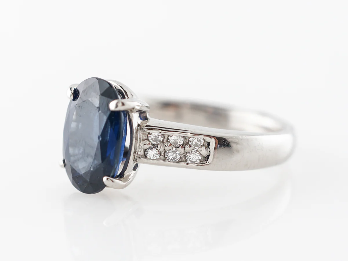 Oval Sapphire & Diamond Engagement Ring in Platinum - Image 2