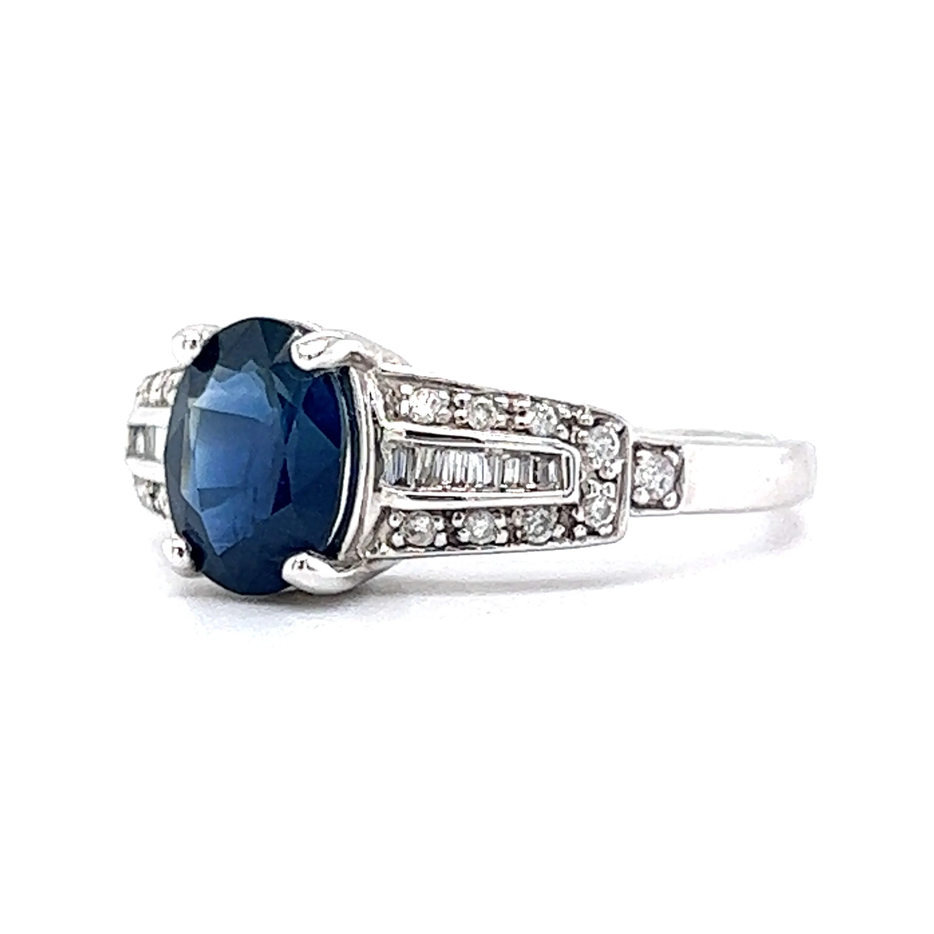 1.29 Oval Sapphire Engagement Ring w/ Diamonds in White Gold - Image 2