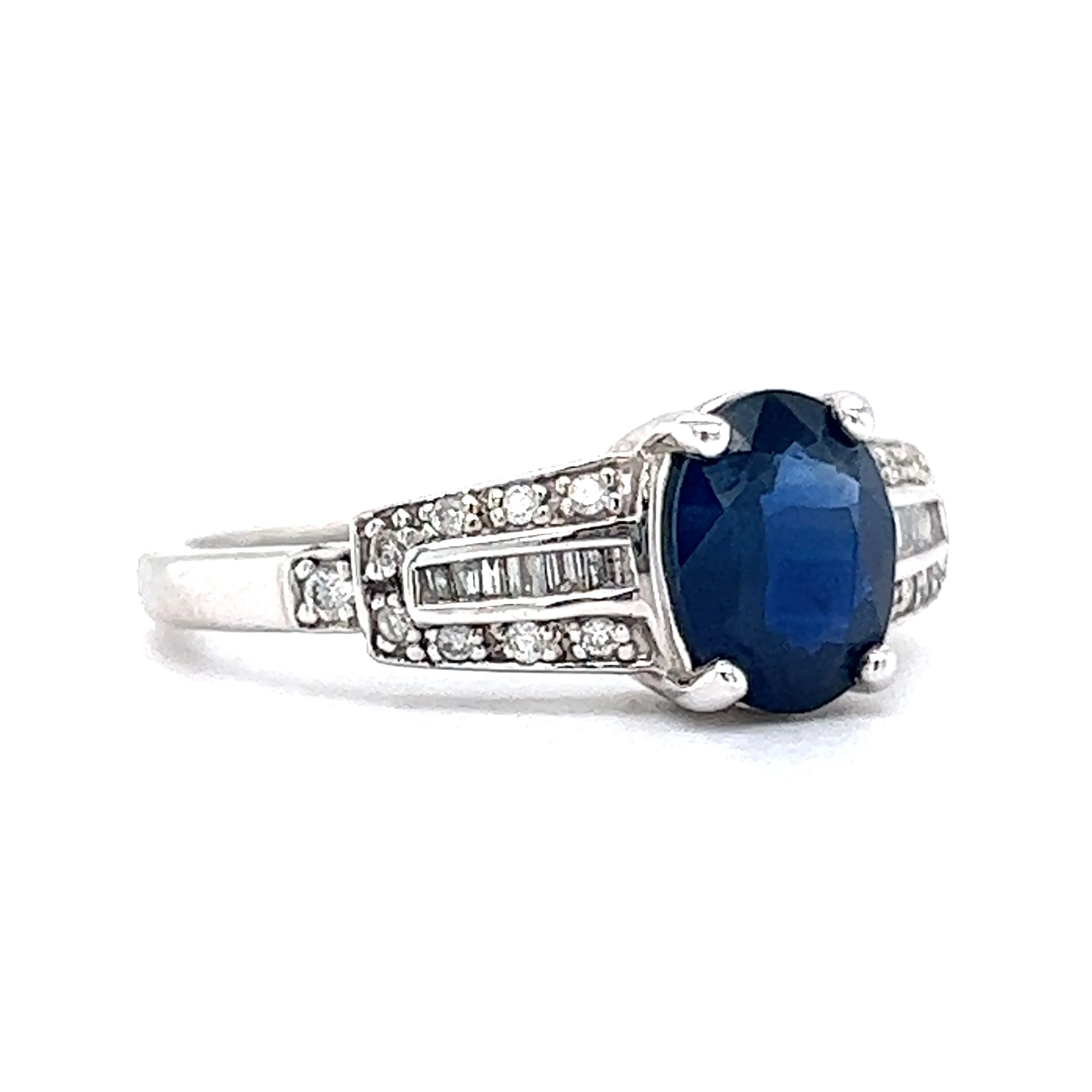 1.29 Oval Sapphire Engagement Ring w/ Diamonds in White Gold - Image 3