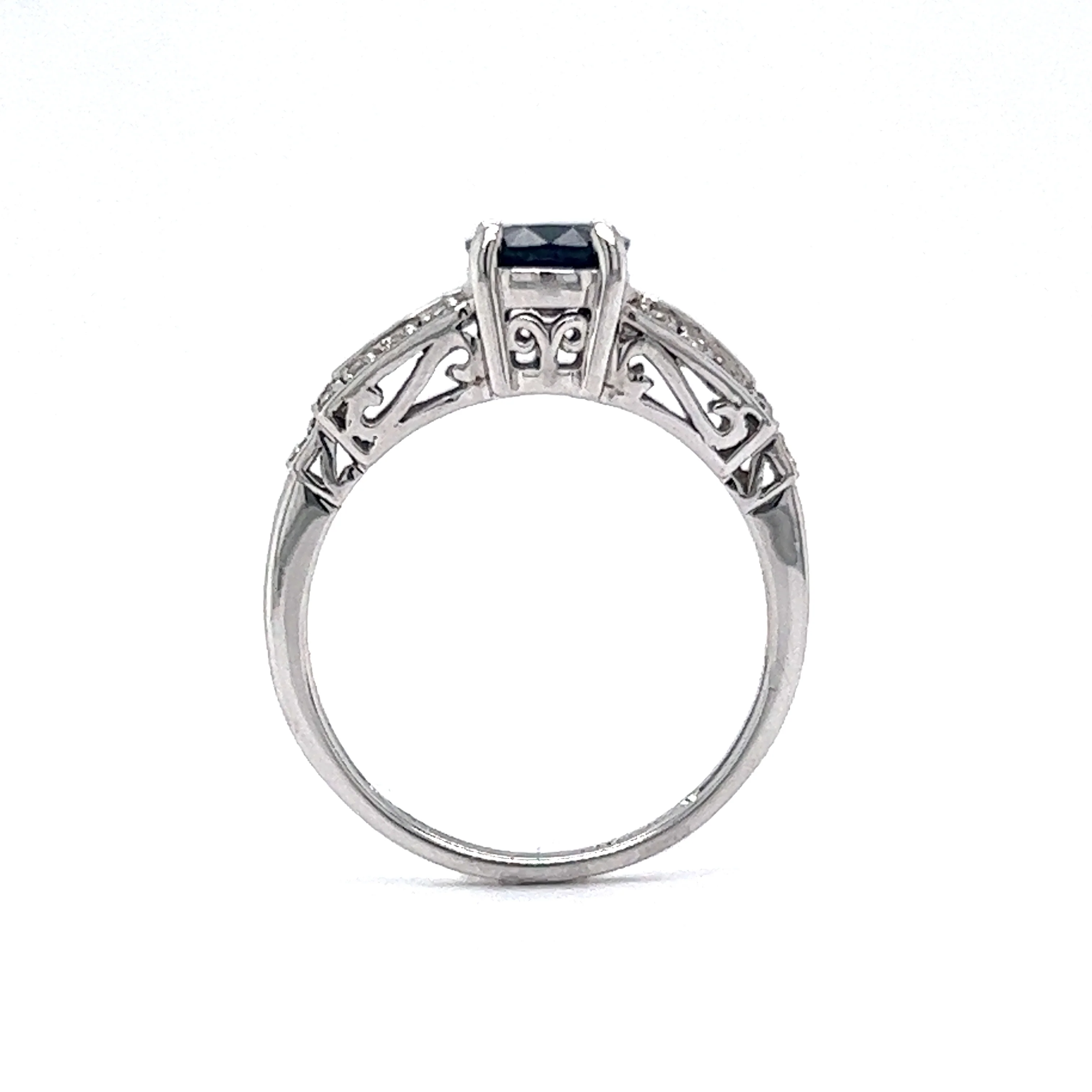 1.29 Oval Sapphire Engagement Ring w/ Diamonds in White Gold - Image 4