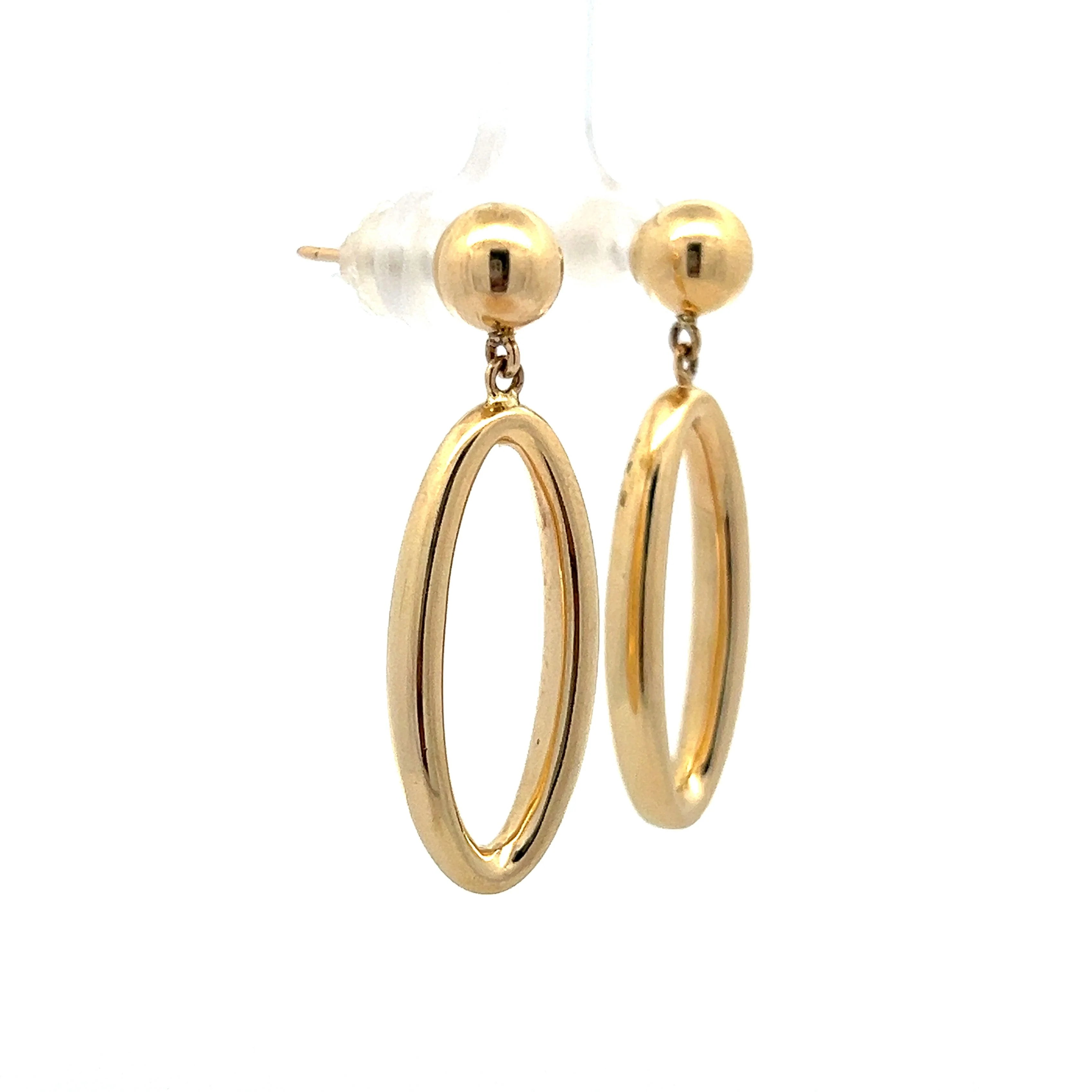 Oval Shaped Dangle Earrings in 14k Yellow Gold - Image 3