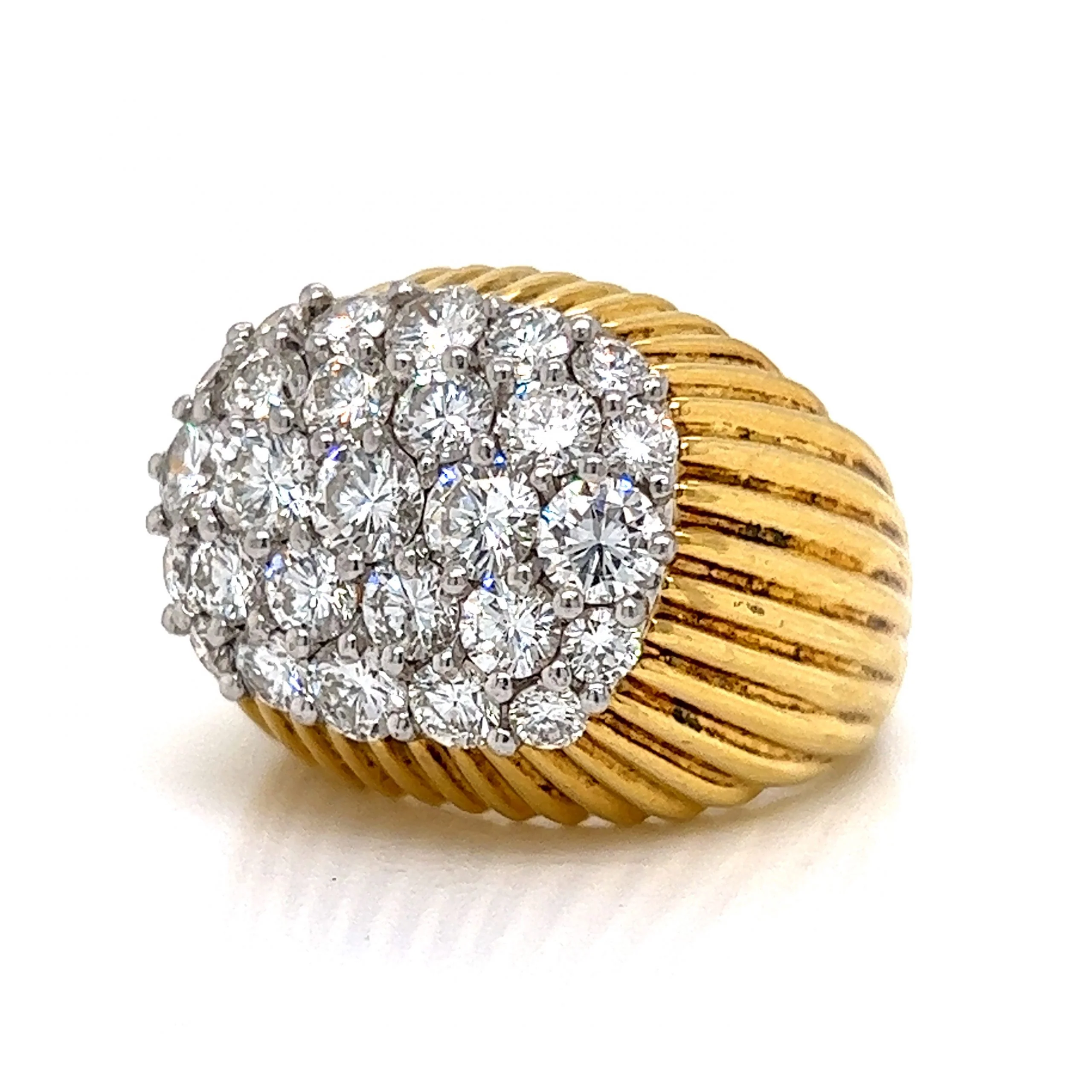 Oval Shaped Diamond Textured Cocktail Ring in 18k & Platinum - Image 2