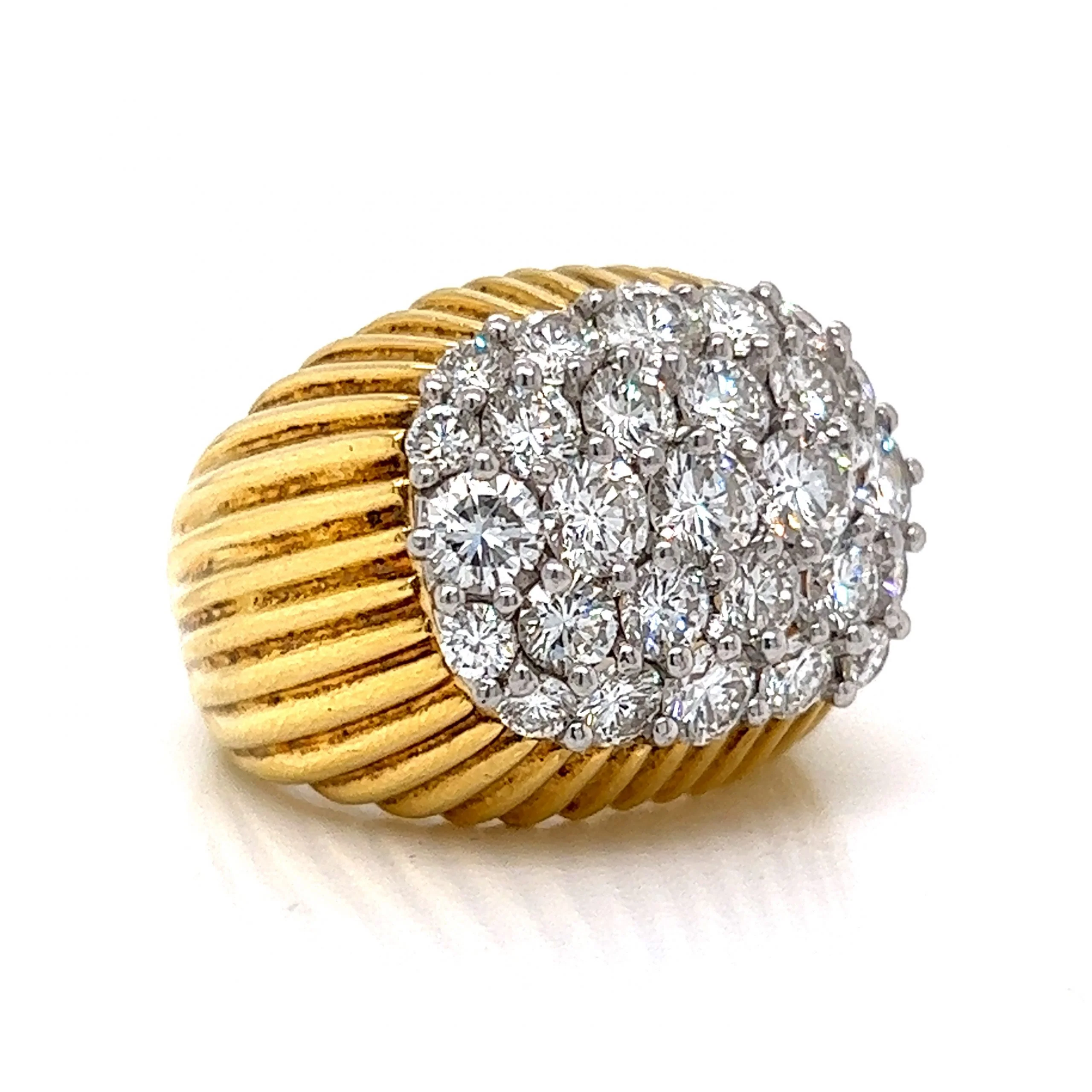 Oval Shaped Diamond Textured Cocktail Ring in 18k & Platinum - Image 3
