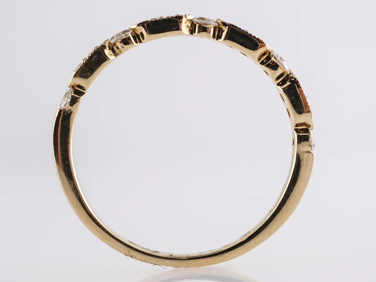 Oval Station Diamond Wedding Band 14k Yellow Gold - Image 4
