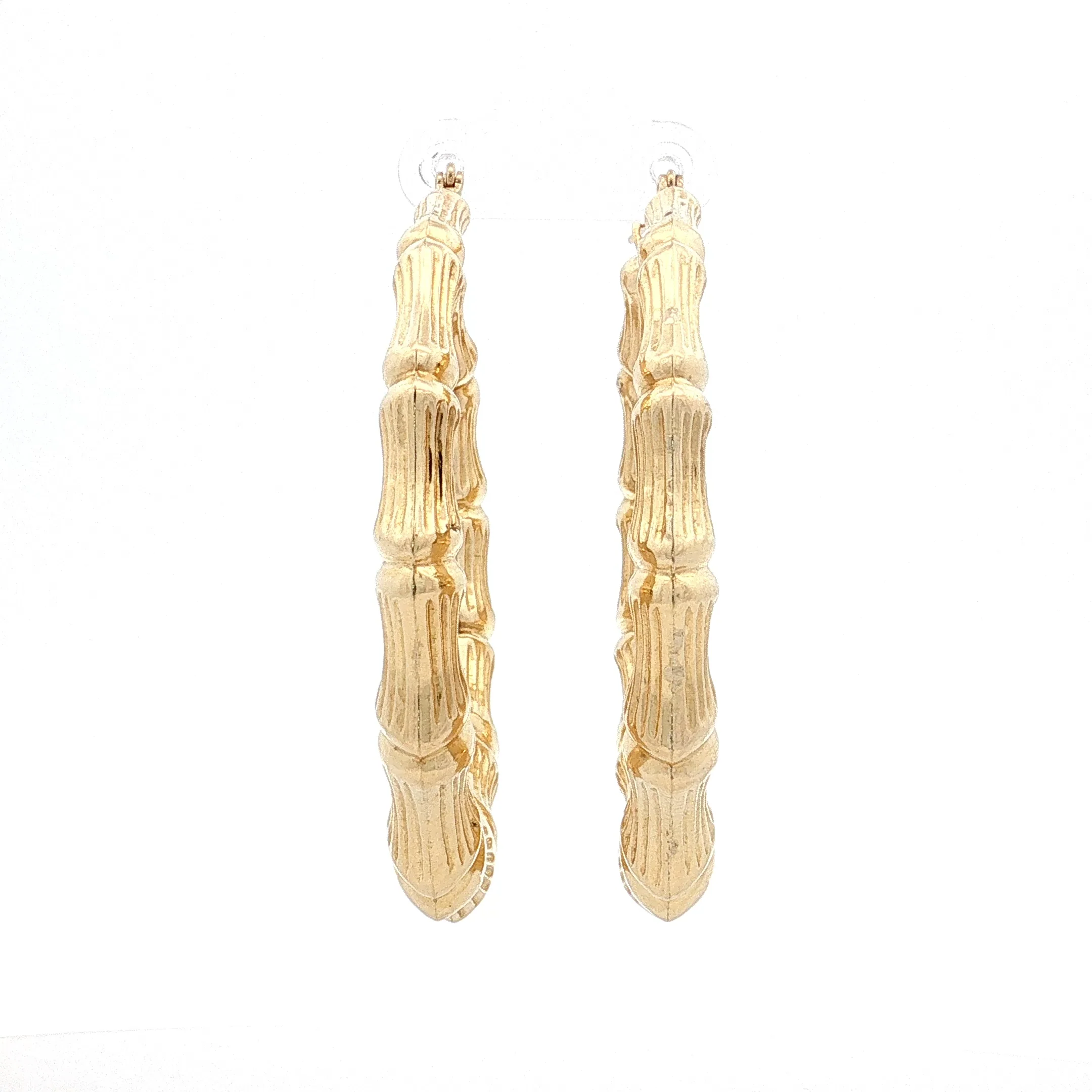 Oversized Bamboo Hoop Earrings 14k Yellow Gold
