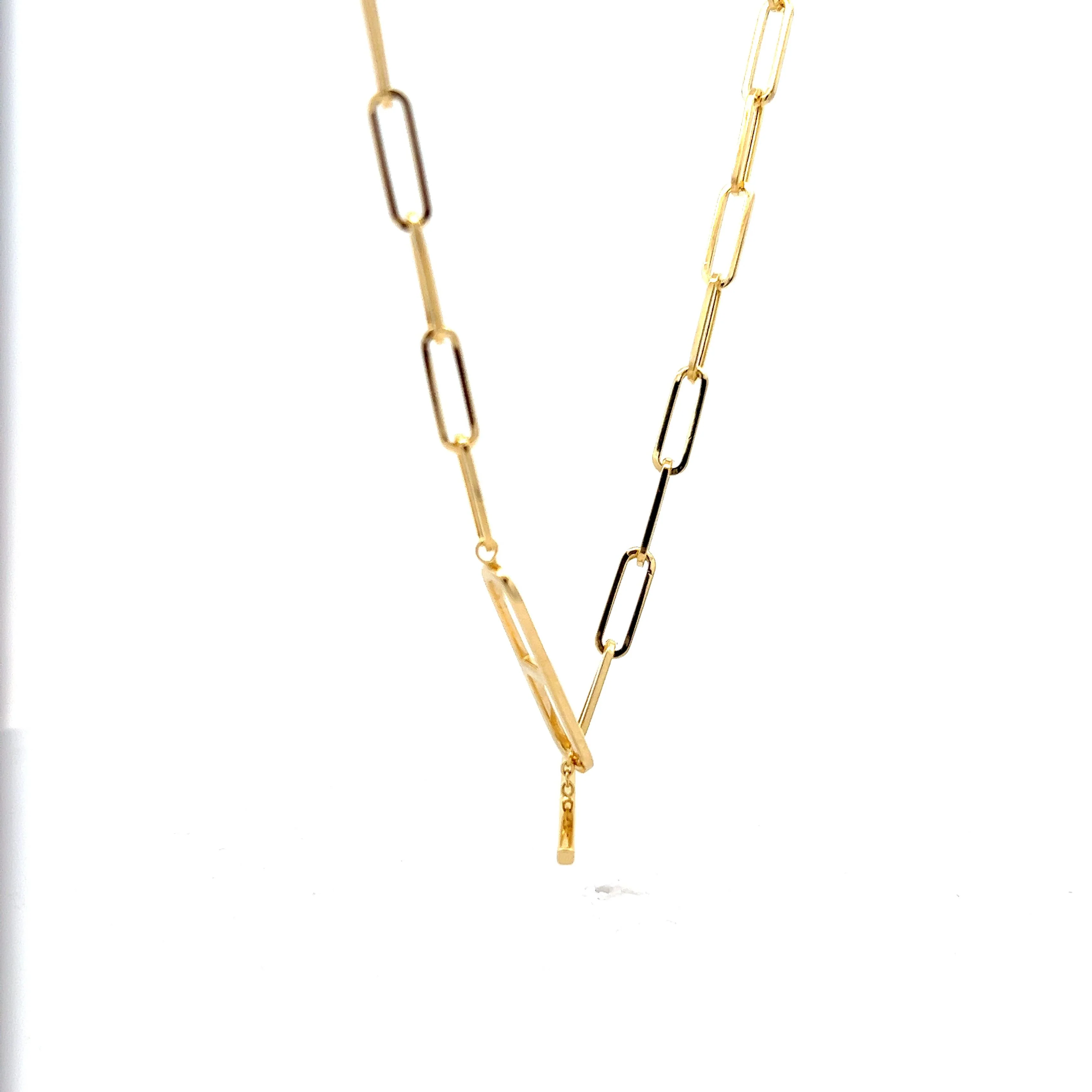 Paperclip Chain Toggle Necklace in 14k Yellow Gold - Image 2