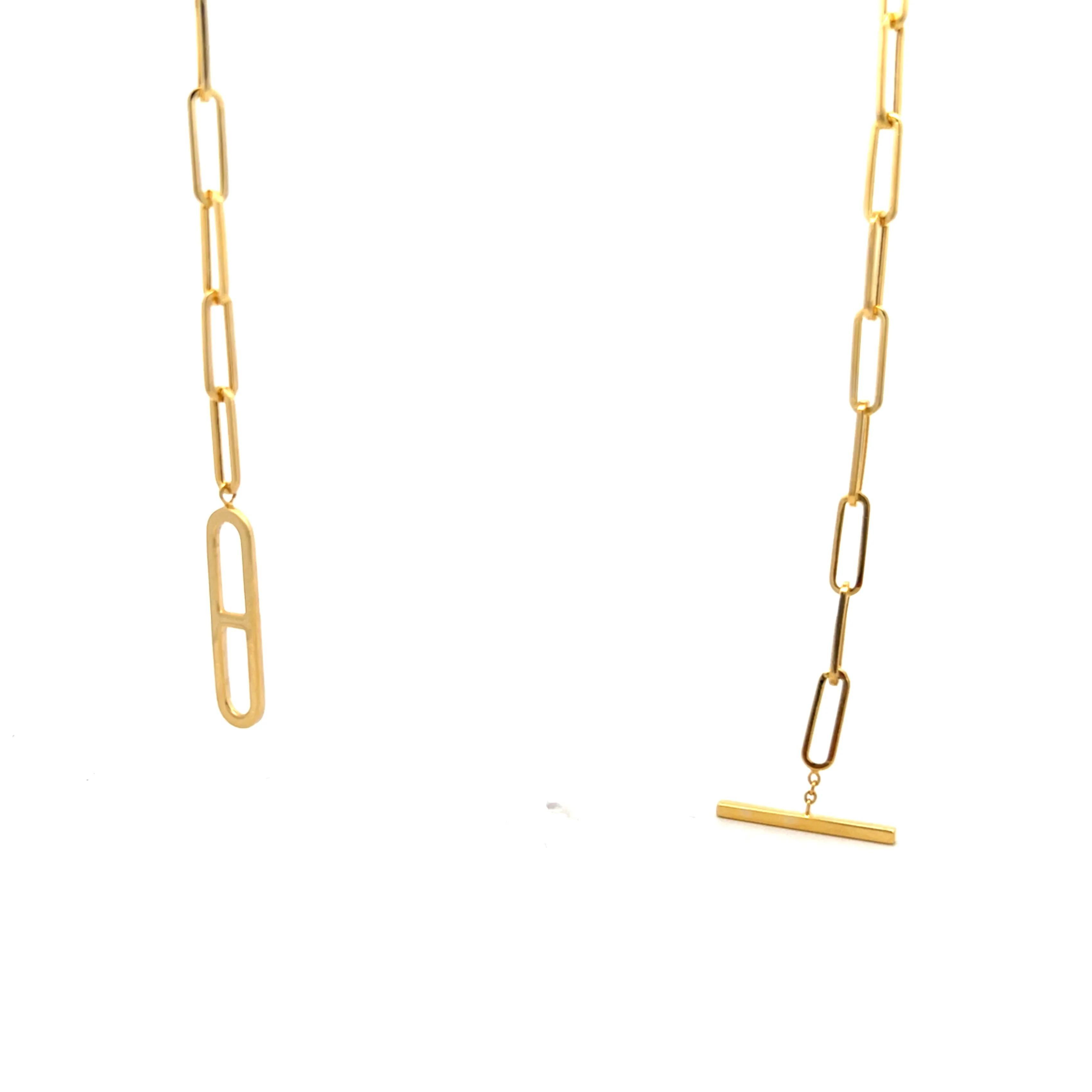 Paperclip Chain Toggle Necklace in 14k Yellow Gold - Image 4