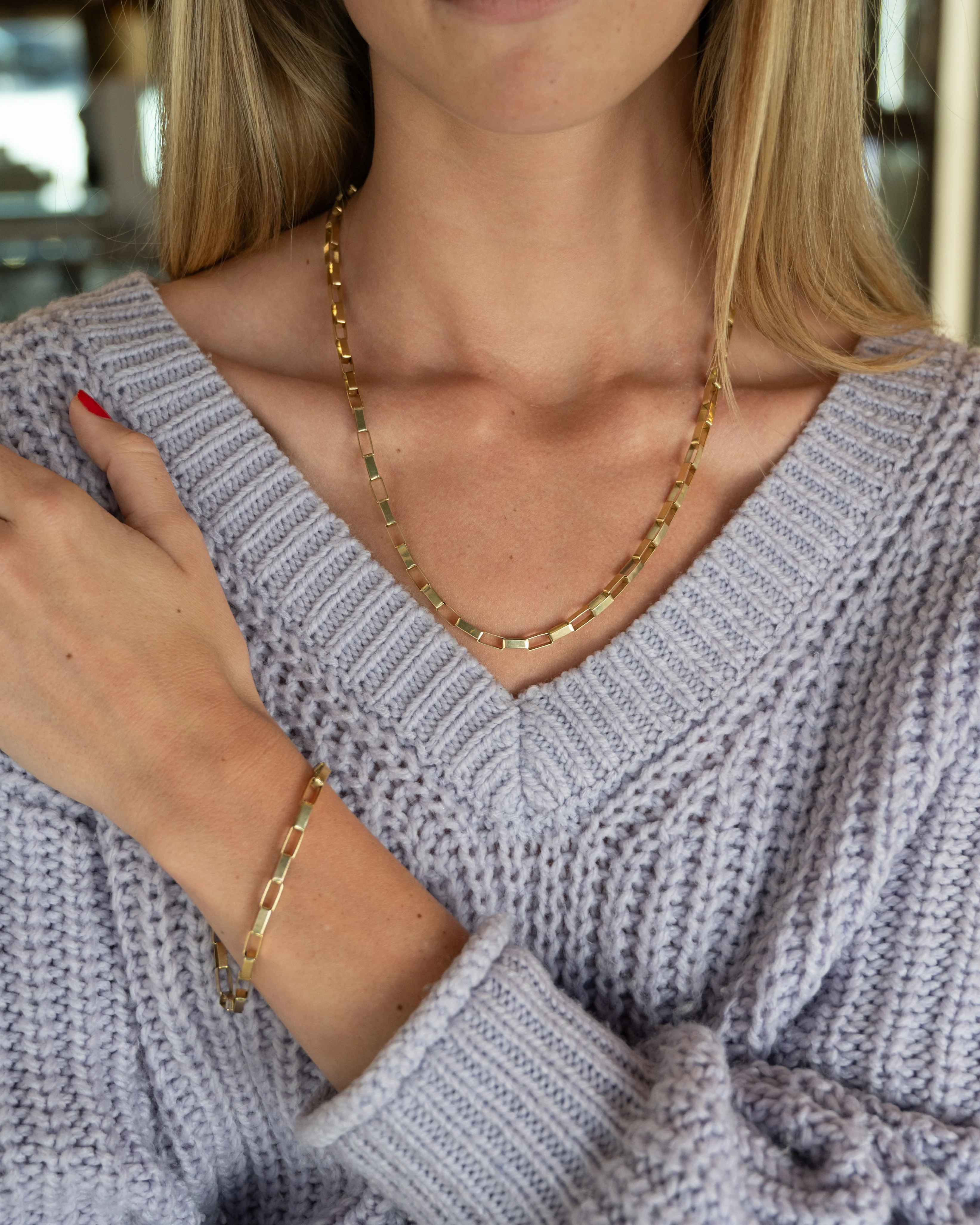 Paperclip Necklace & Bracelet in 14k Yellow Gold - Image 10