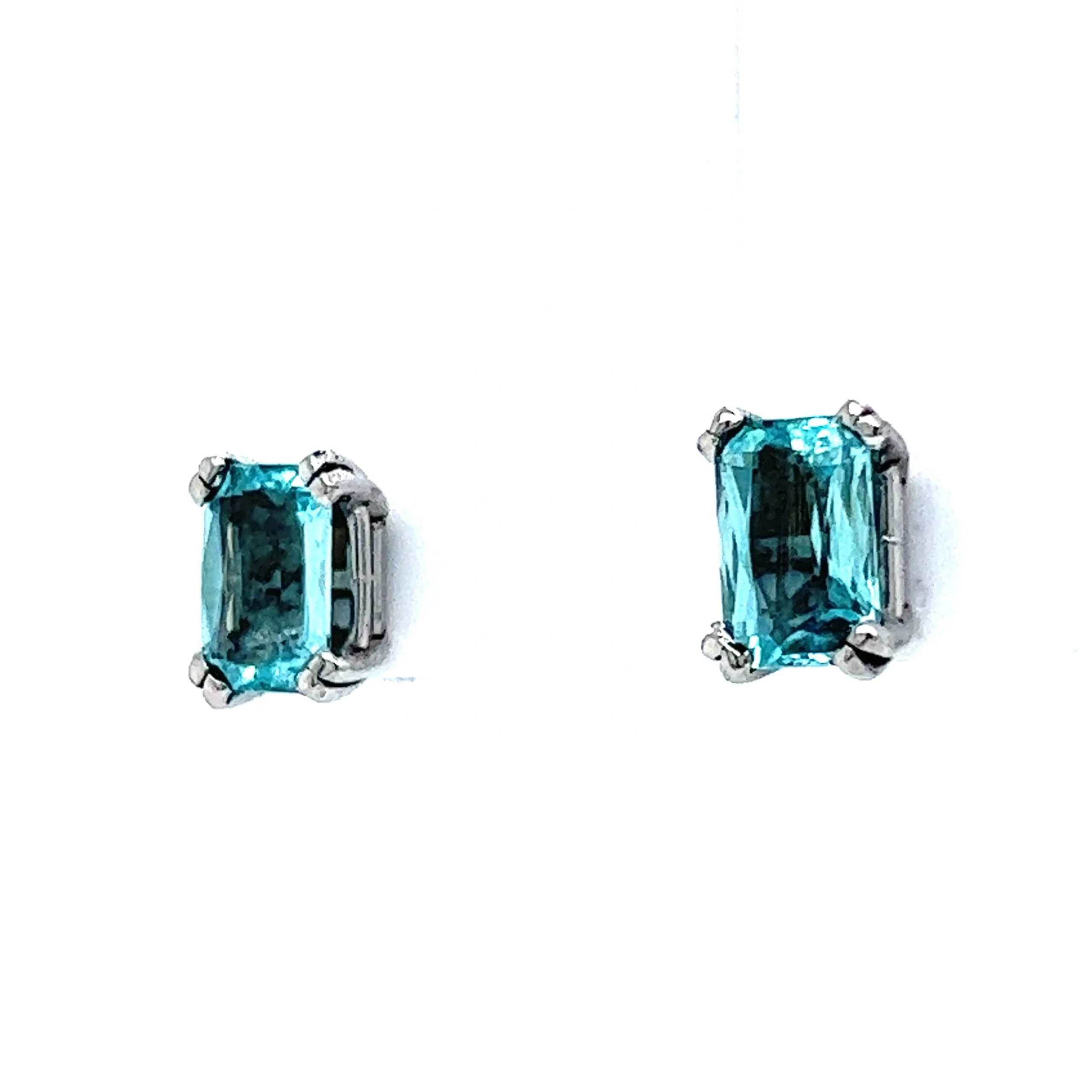 Paraiba Tourmaline Stud Earrings in Platinum - Image 2