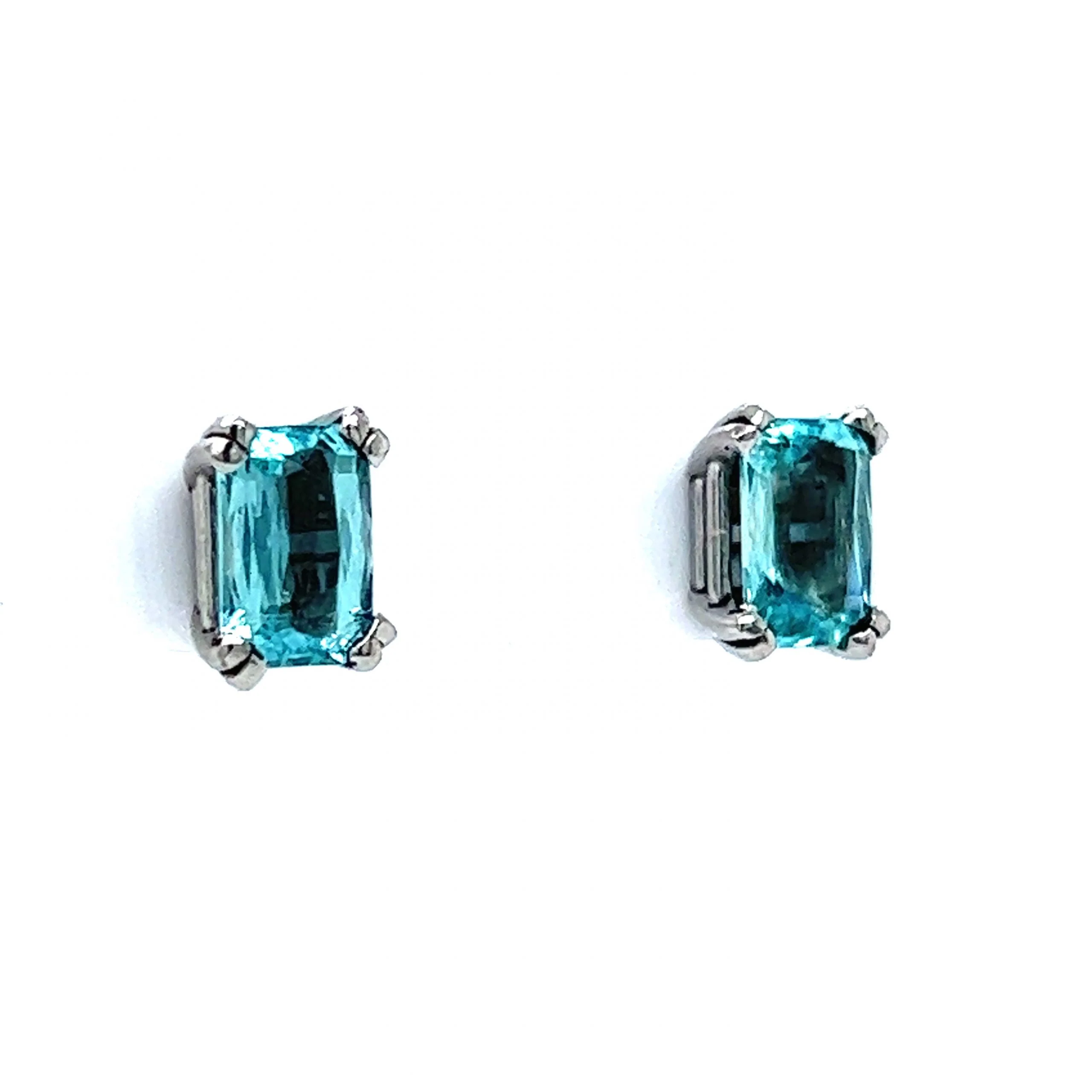 Paraiba Tourmaline Stud Earrings in Platinum - Image 3