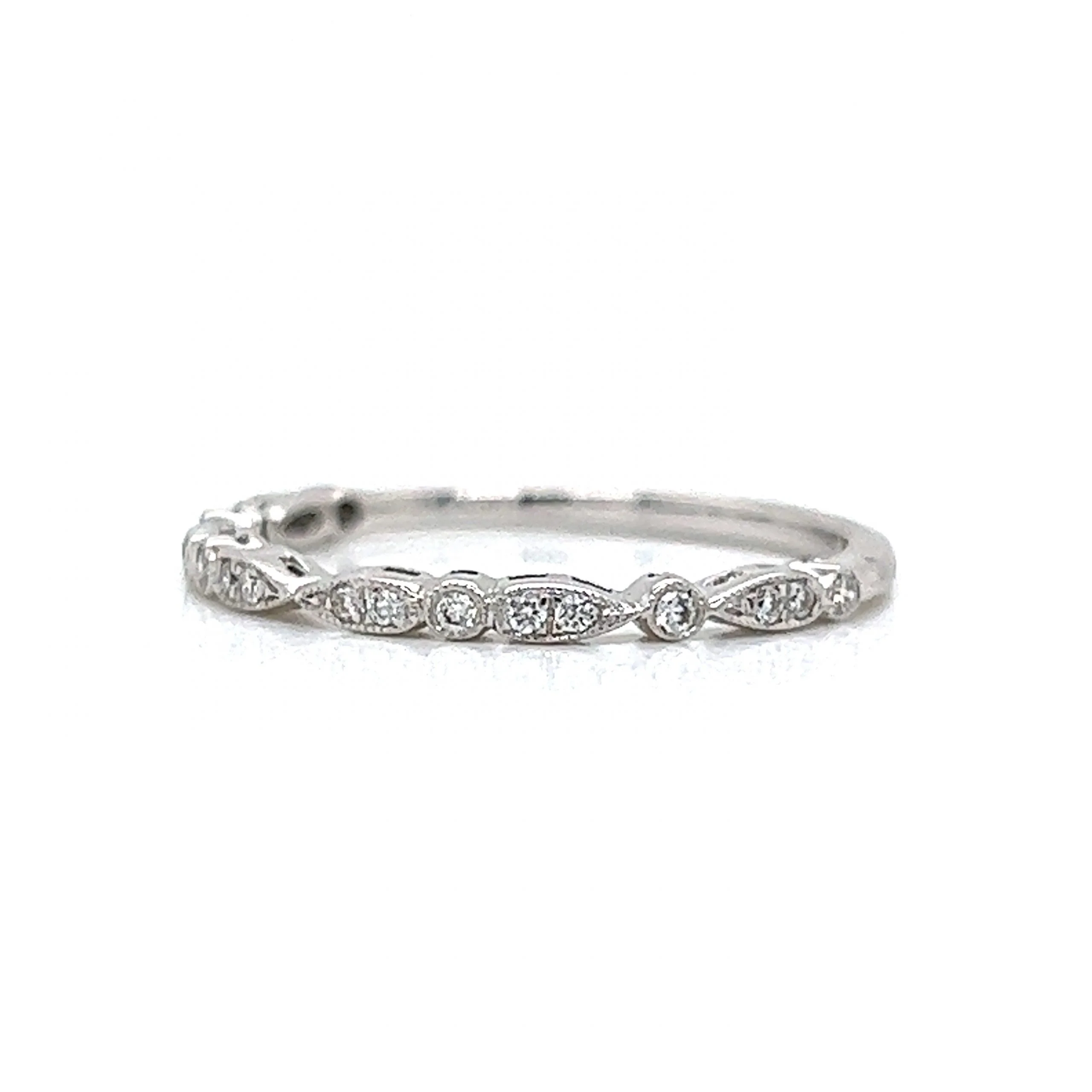 Patterned Diamond Station Wedding Band in 14k White Gold - Image 2