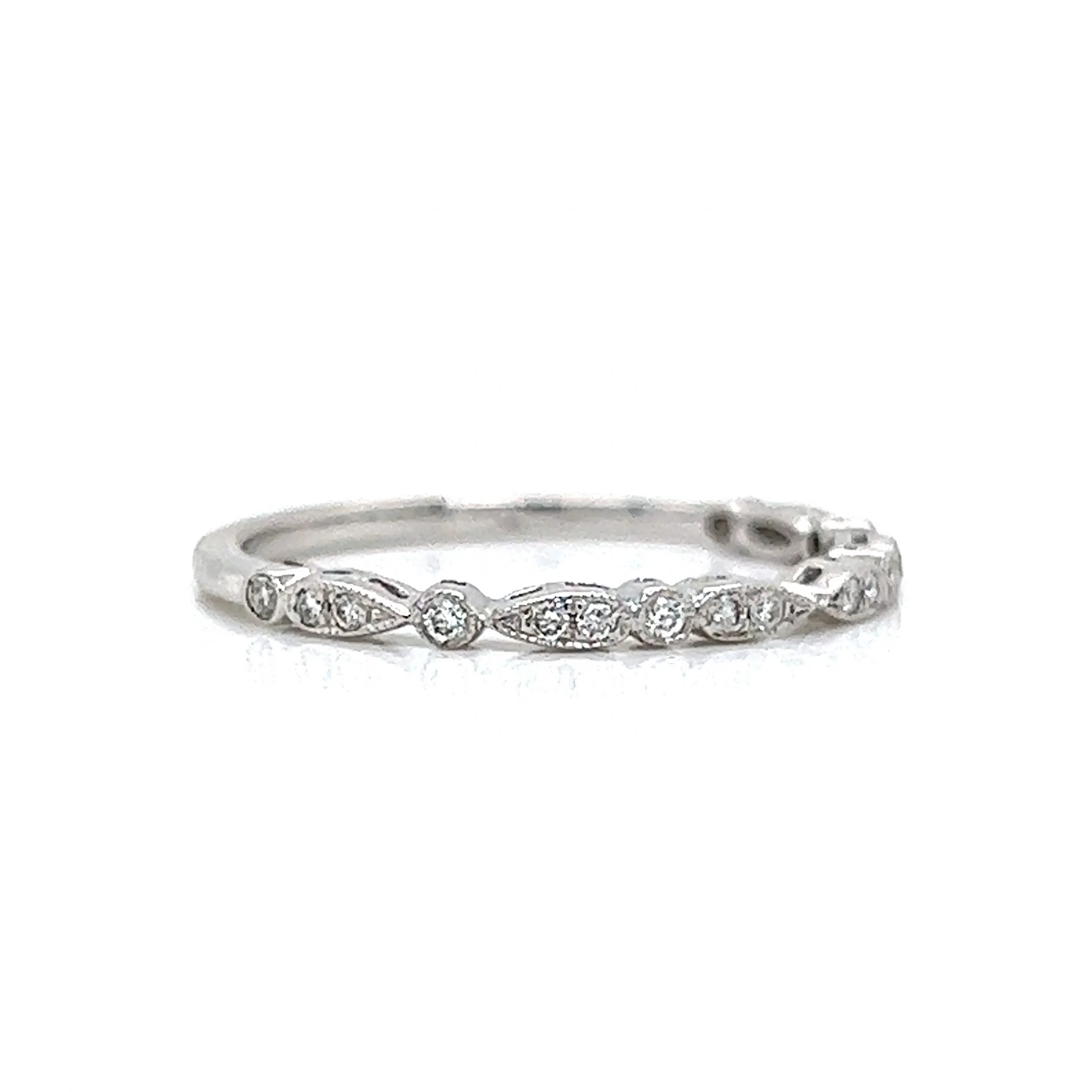 Patterned Diamond Station Wedding Band in 14k White Gold - Image 3