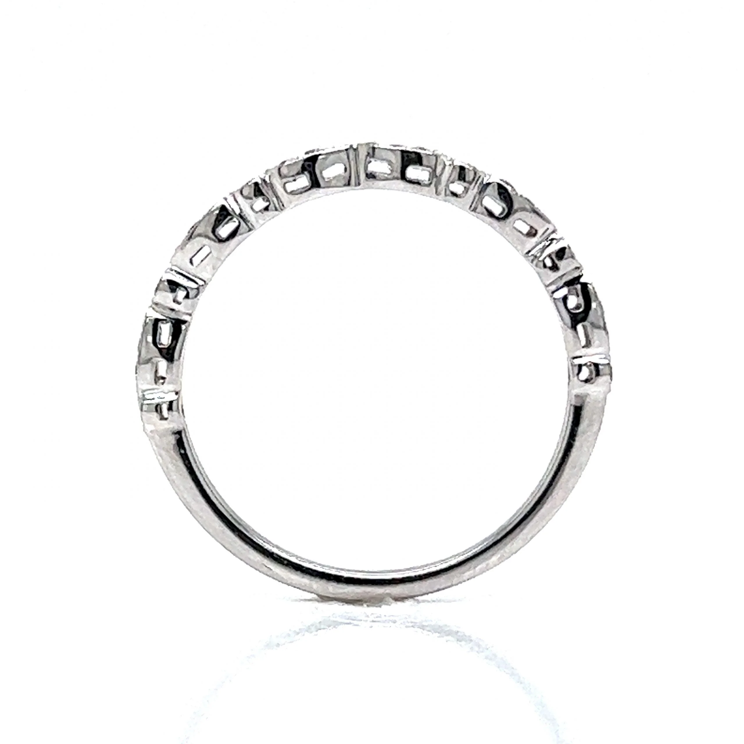 Patterned Diamond Station Wedding Band in 14k White Gold - Image 4