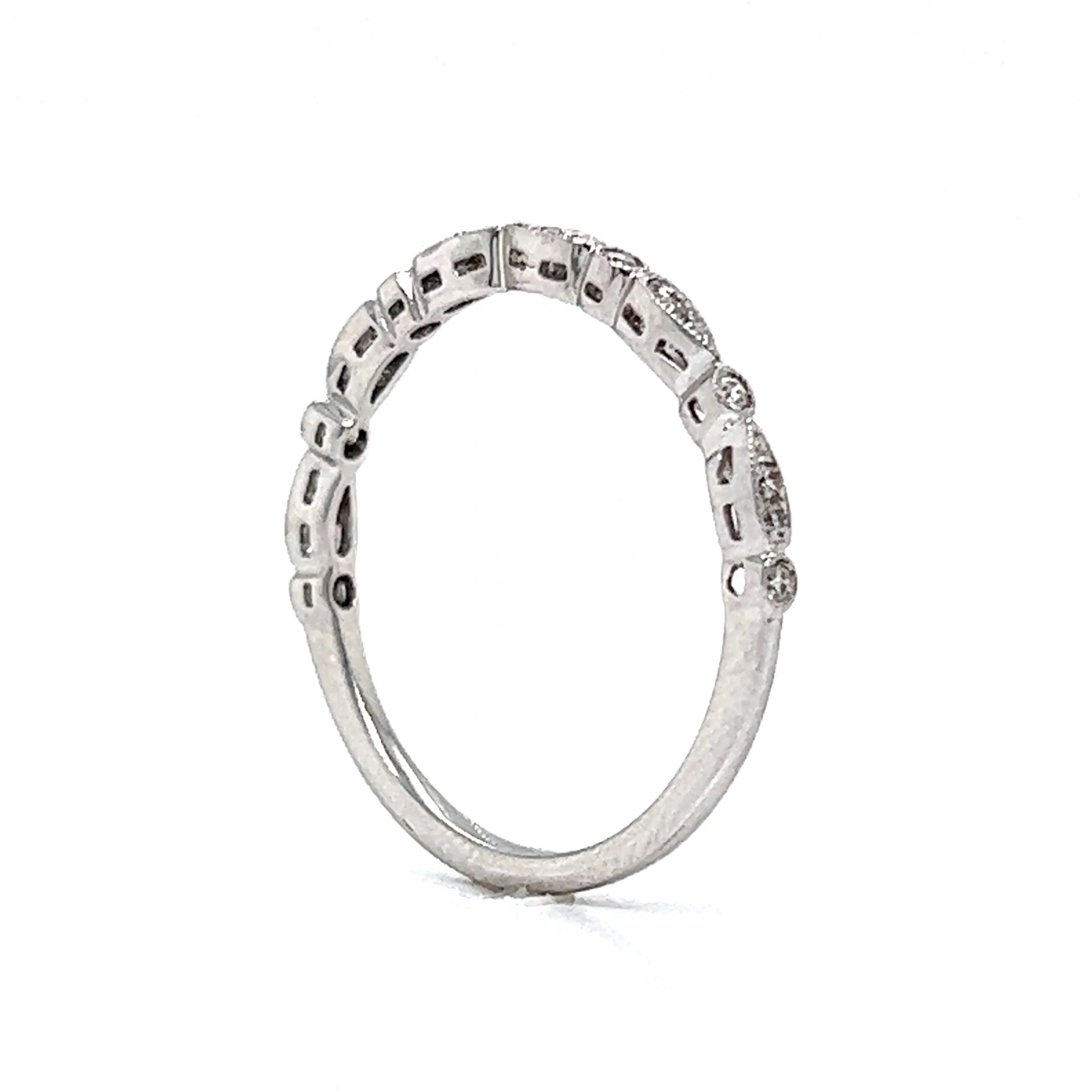 Patterned Diamond Station Wedding Band in 14k White Gold - Image 5
