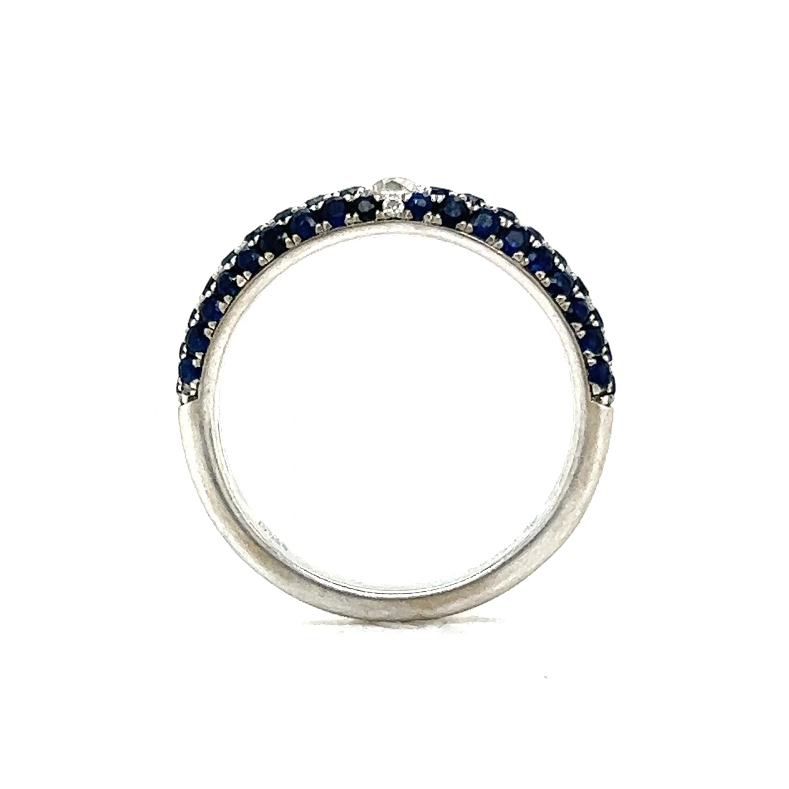 Pave Blue Sapphire & Diamond Band in 14k White Gold - Image 4