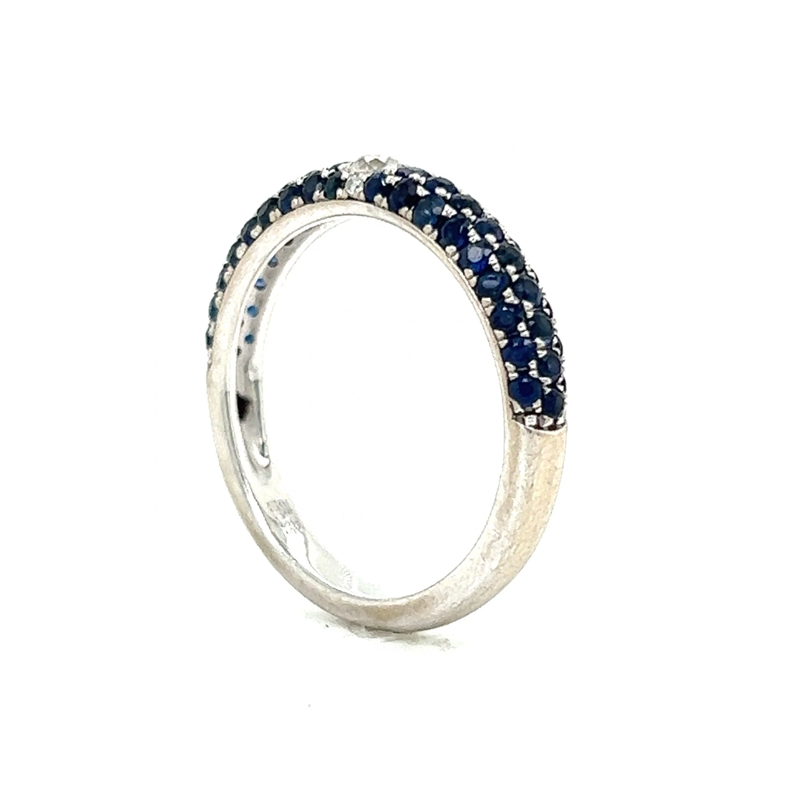 Pave Blue Sapphire & Diamond Band in 14k White Gold - Image 5