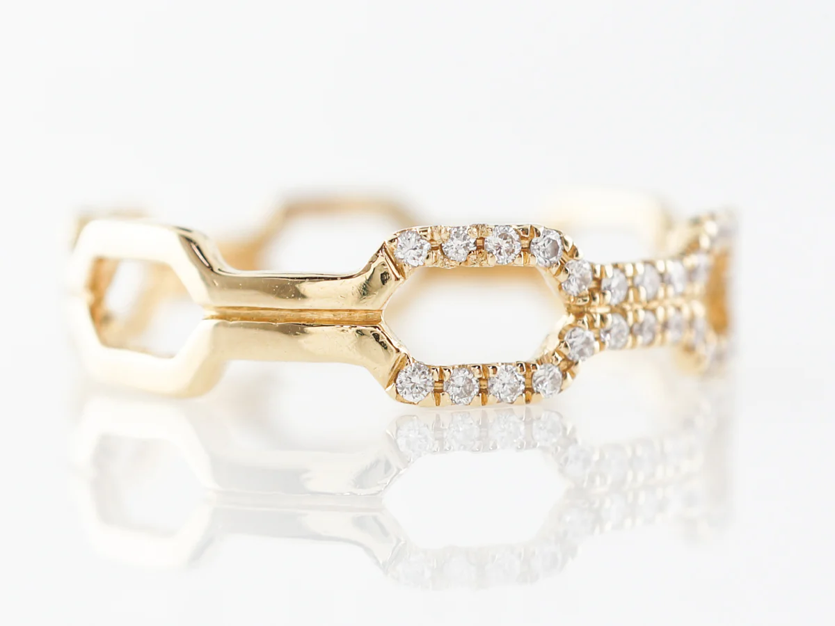 Pave Chain Link Diamond Ring in 18k Yellow Gold - Image 3