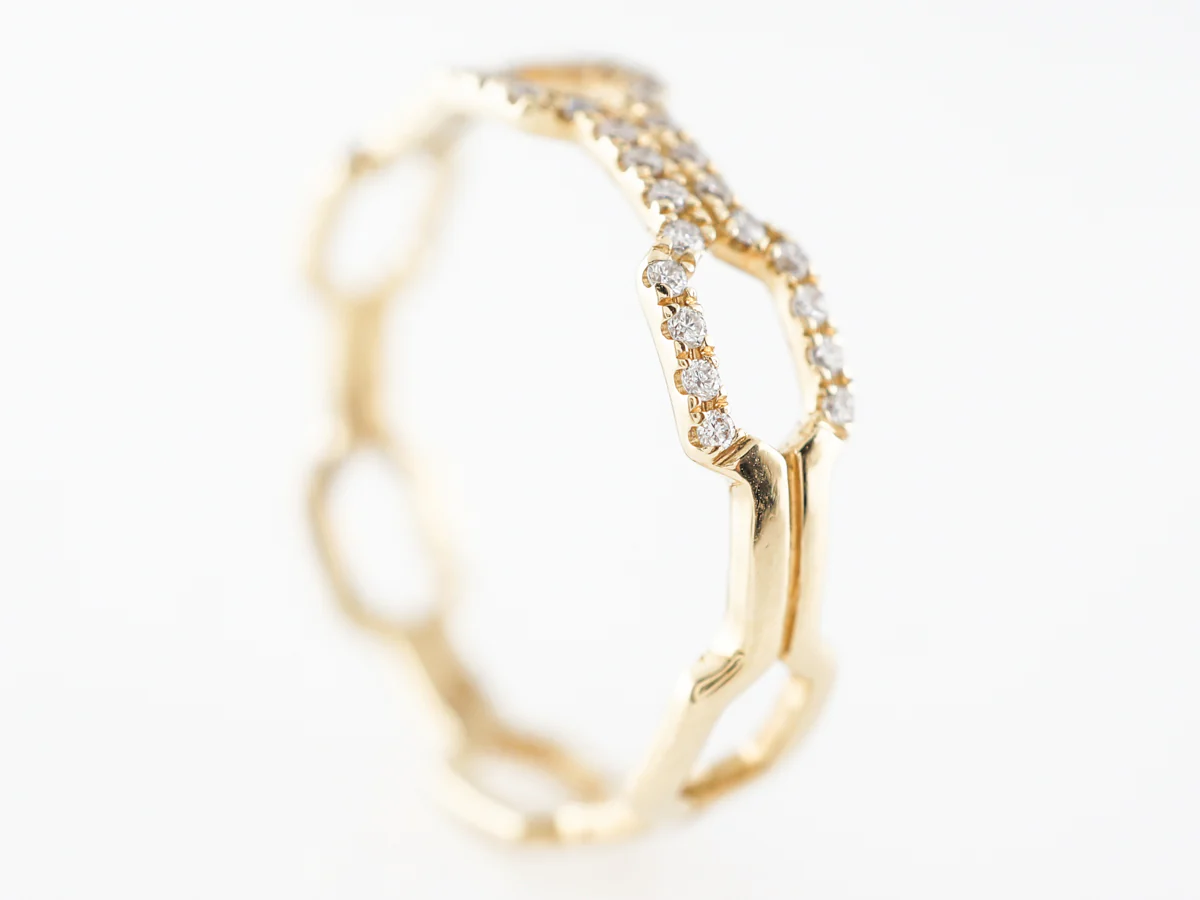 Pave Chain Link Diamond Ring in 18k Yellow Gold - Image 4