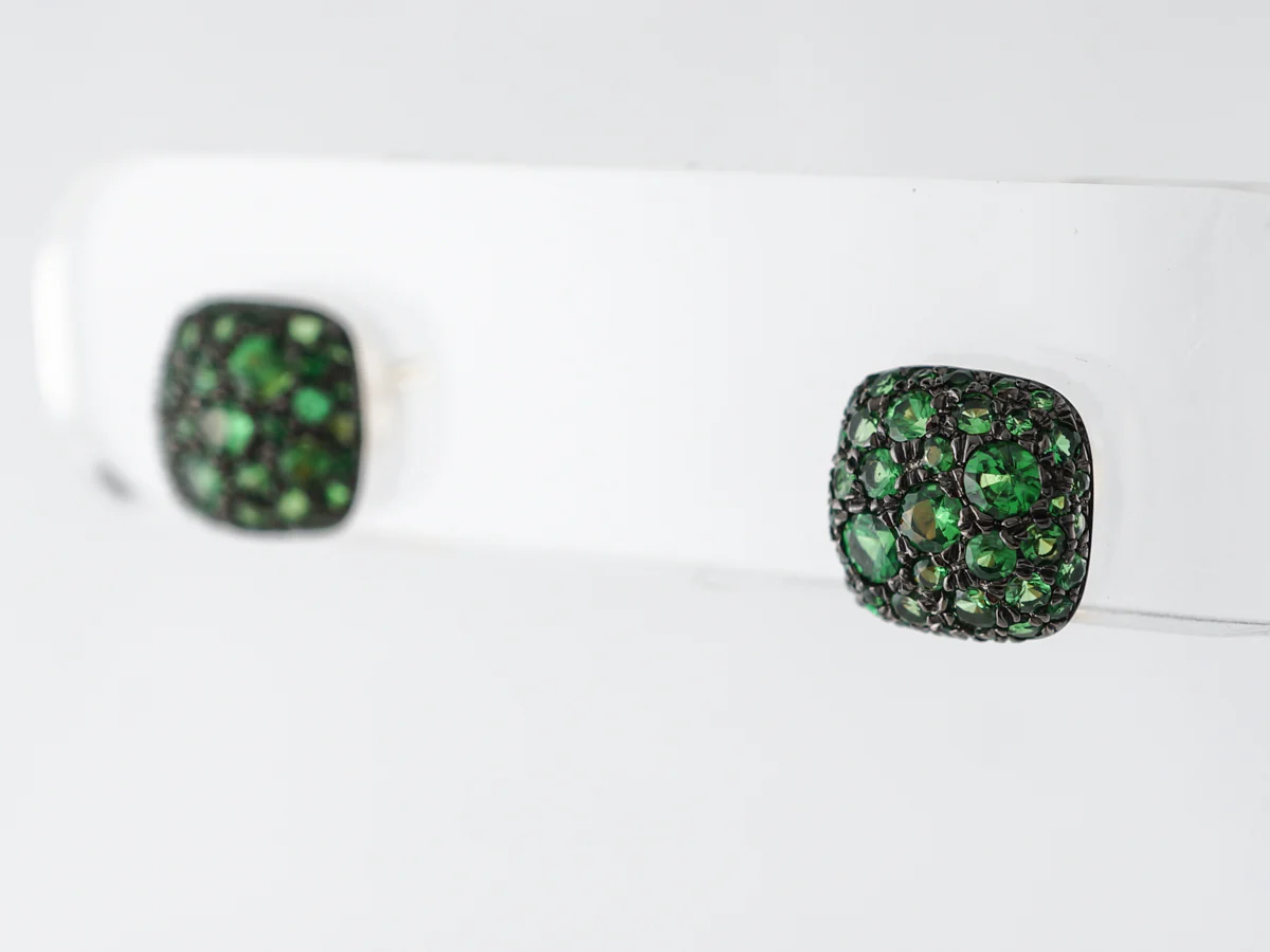 1.18 Tsavorite Garnet Pave Cluster Earring Studs in 14k Yellow Gold - Image 2