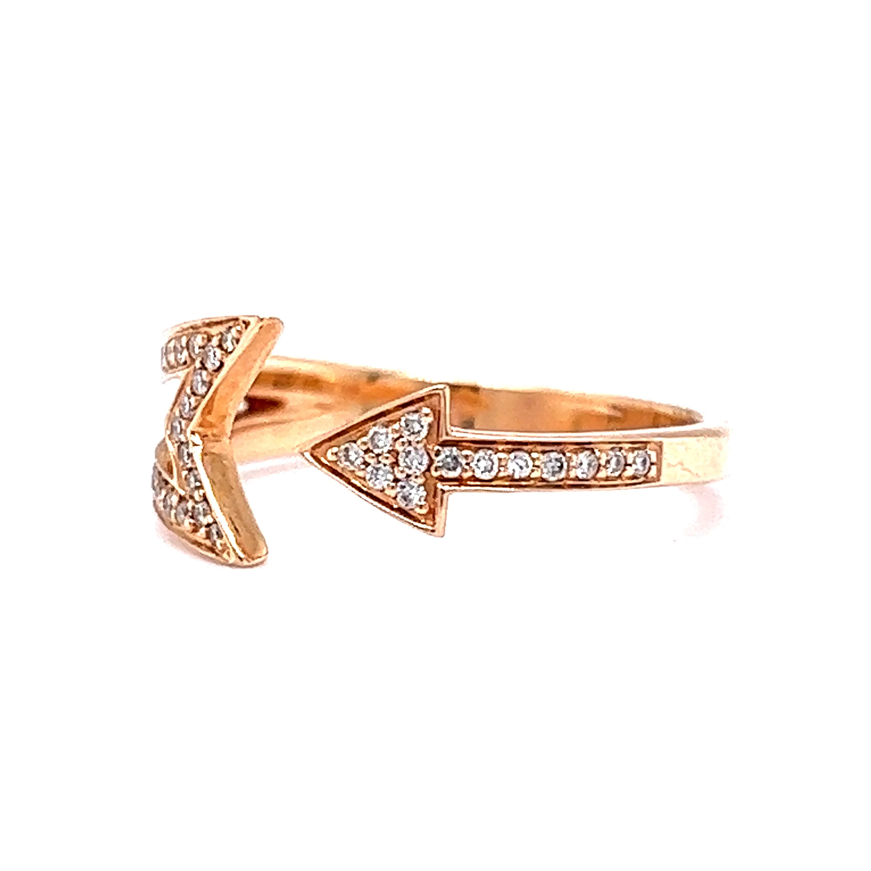 Pave Diamond Arrow Ring in 14k Rose Gold - Image 2