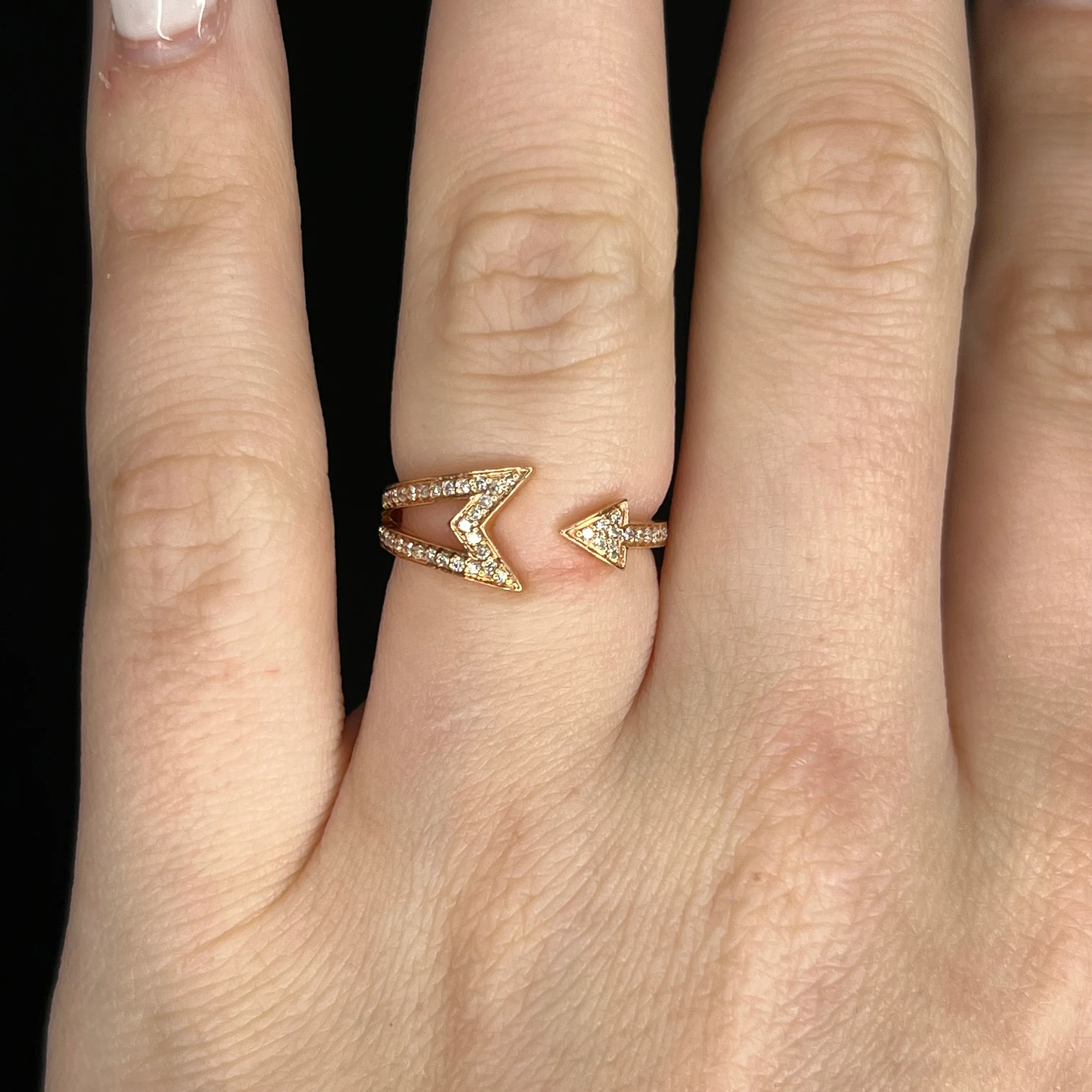 Pave Diamond Arrow Ring in 14k Rose Gold - Image 6