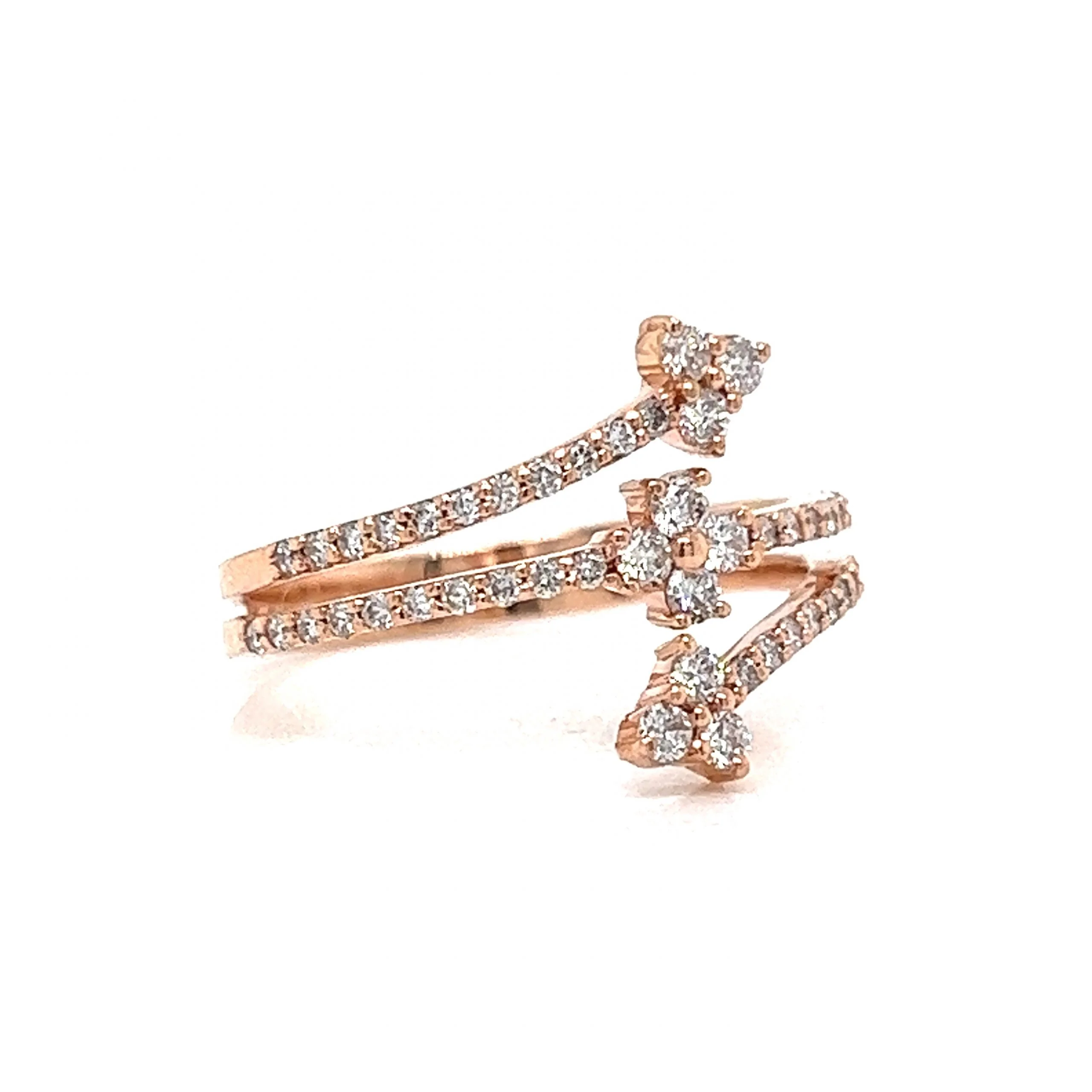 Pave Diamond Arrow Wrap Ring in 14k Rose Gold - Image 3