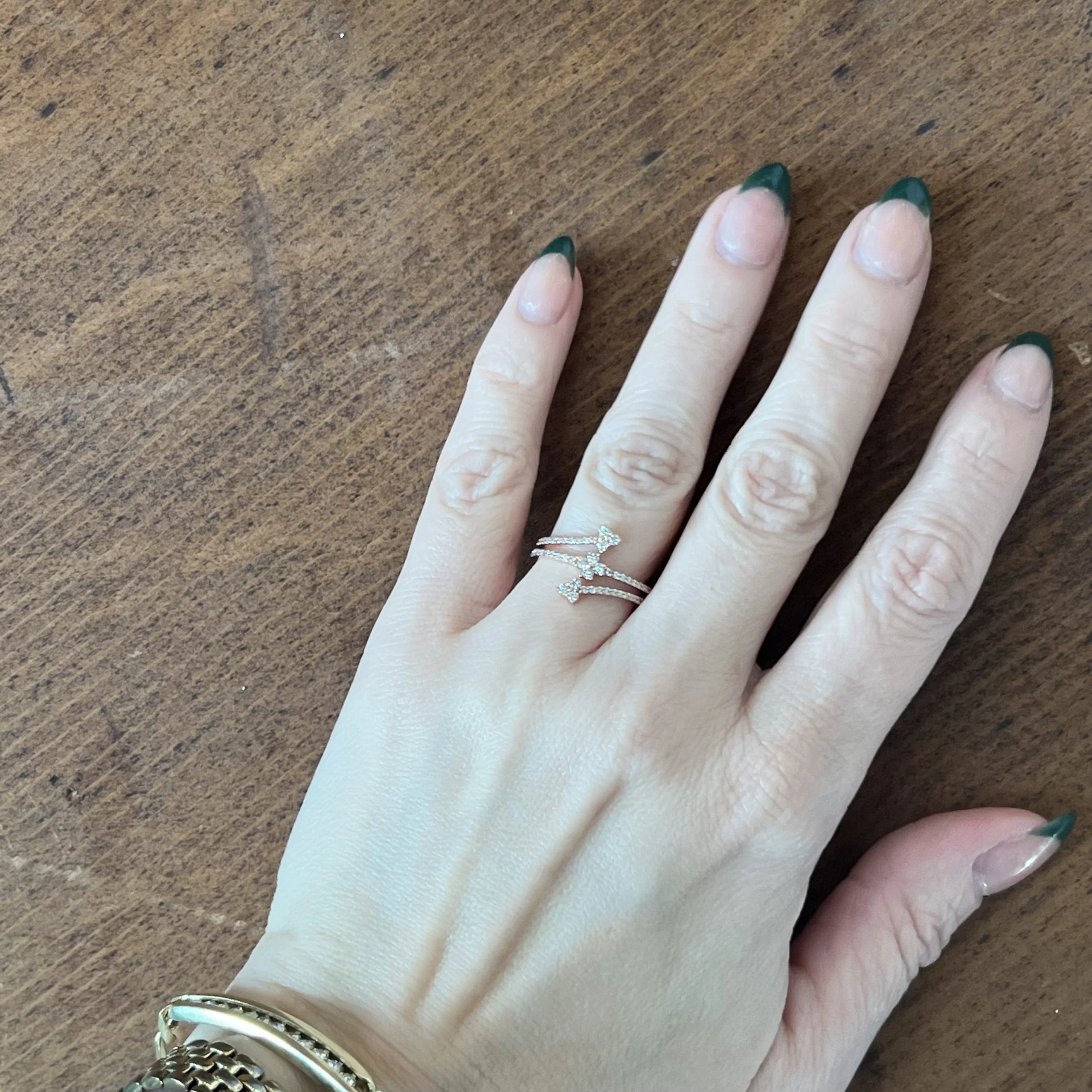 Pave Diamond Arrow Wrap Ring in 14k Rose Gold - Image 6