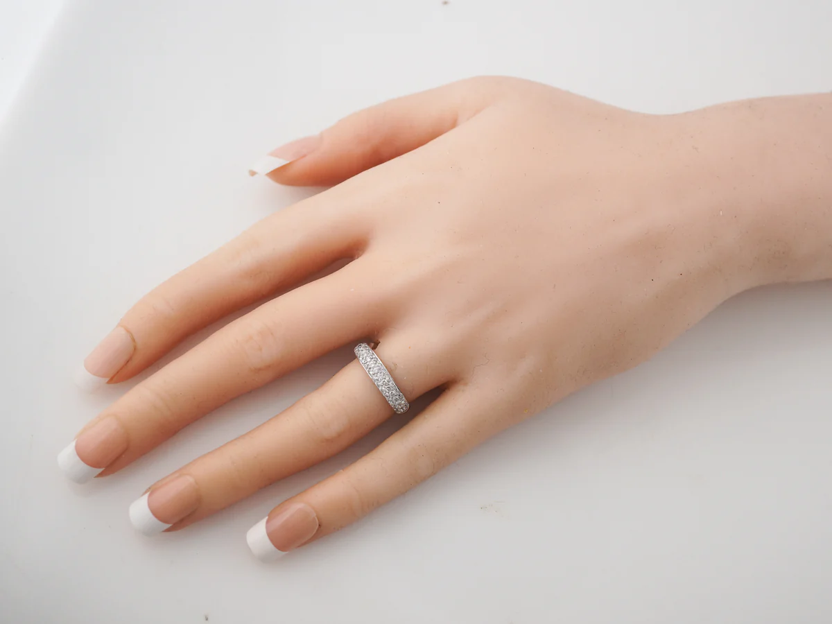 Pave Diamond Wedding Band in White Gold - Image 7