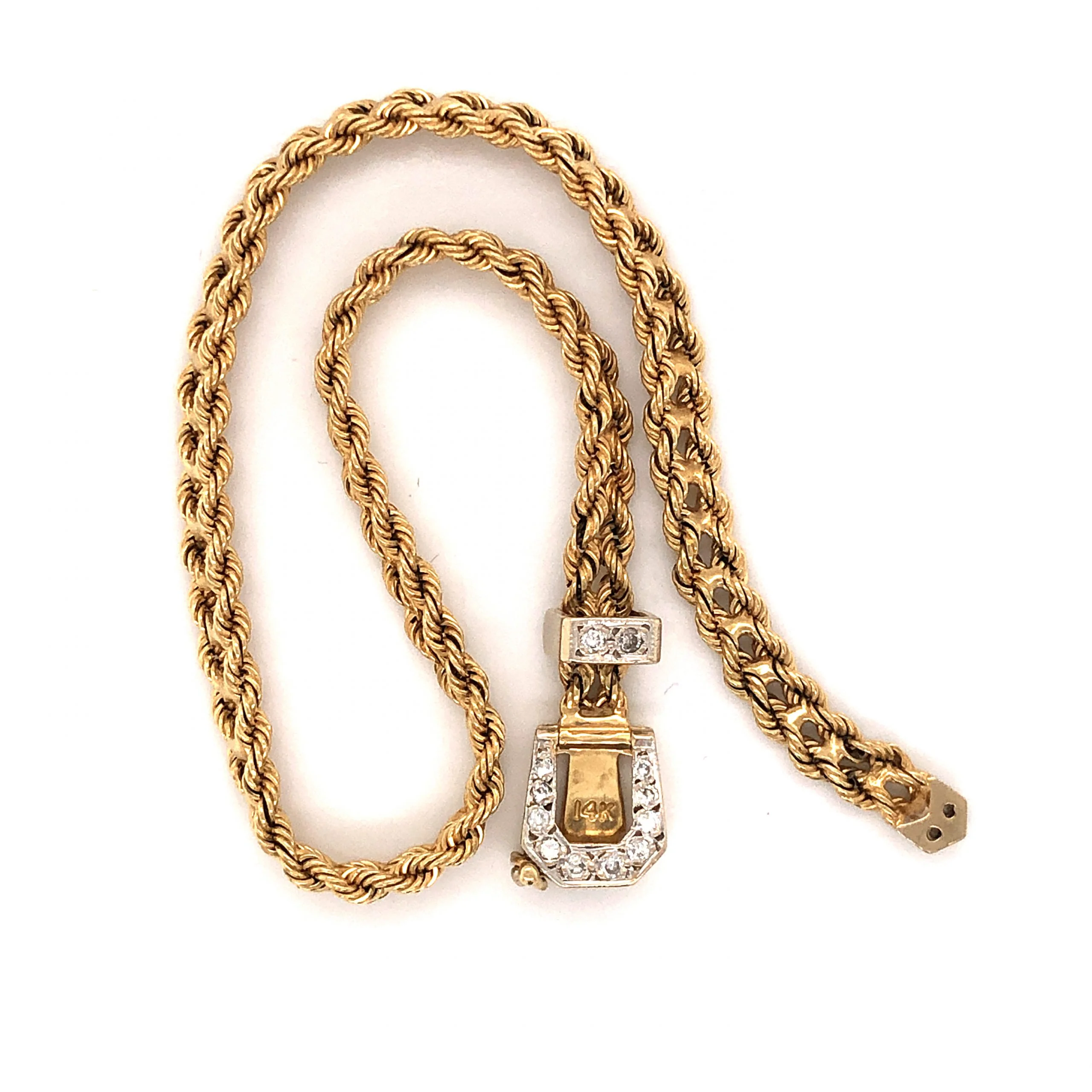 Pave Diamond Buckle Clasp Bracelet in 14k Yellow Gold - Image 3