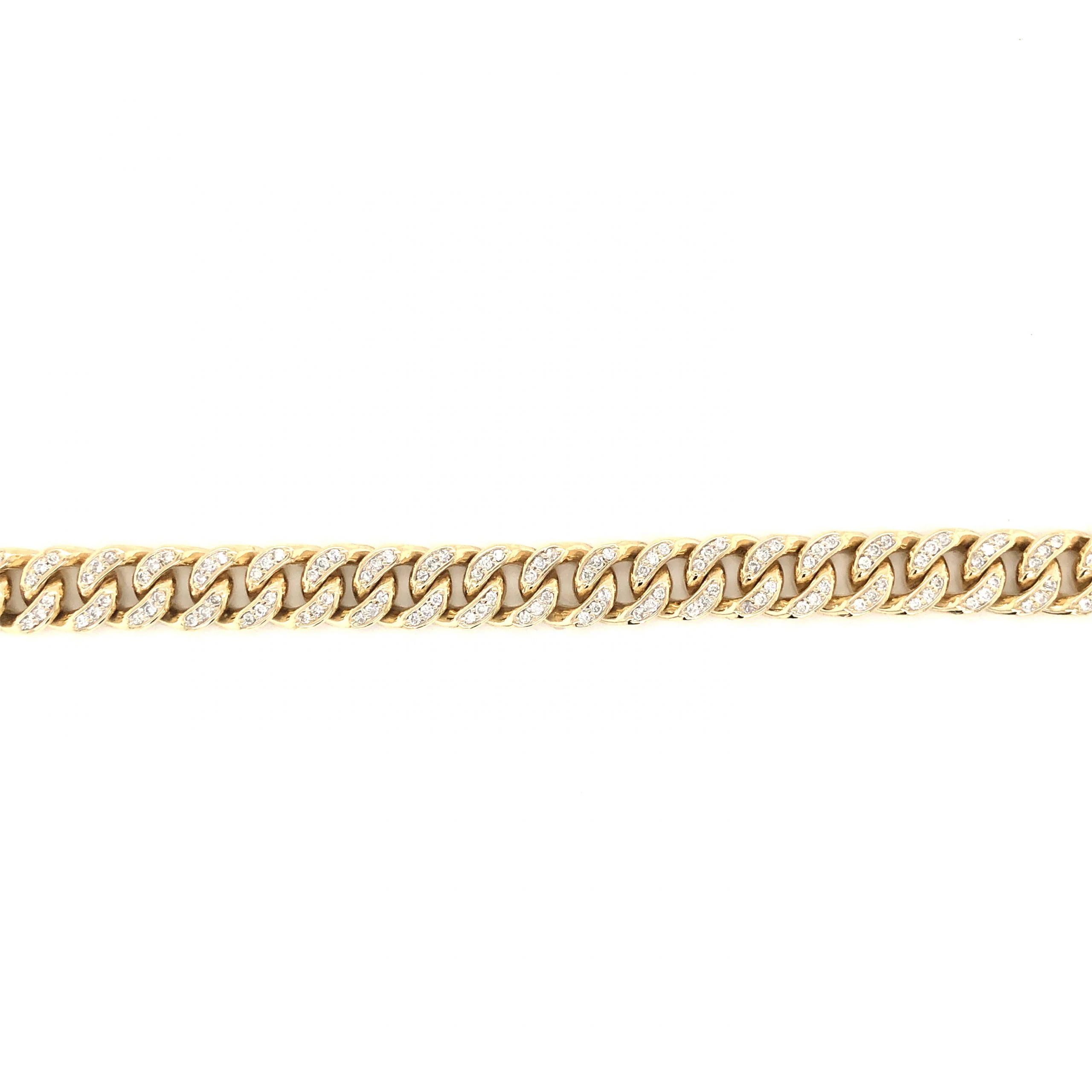Pave Diamond Chain Link Bracelet in 14k Yellow Gold - Image 3
