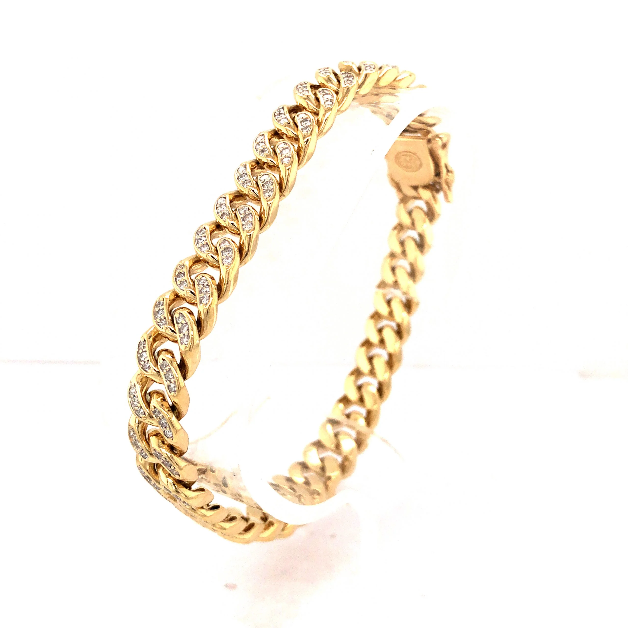 Pave Diamond Chain Link Bracelet in 14k Yellow Gold - Image 4
