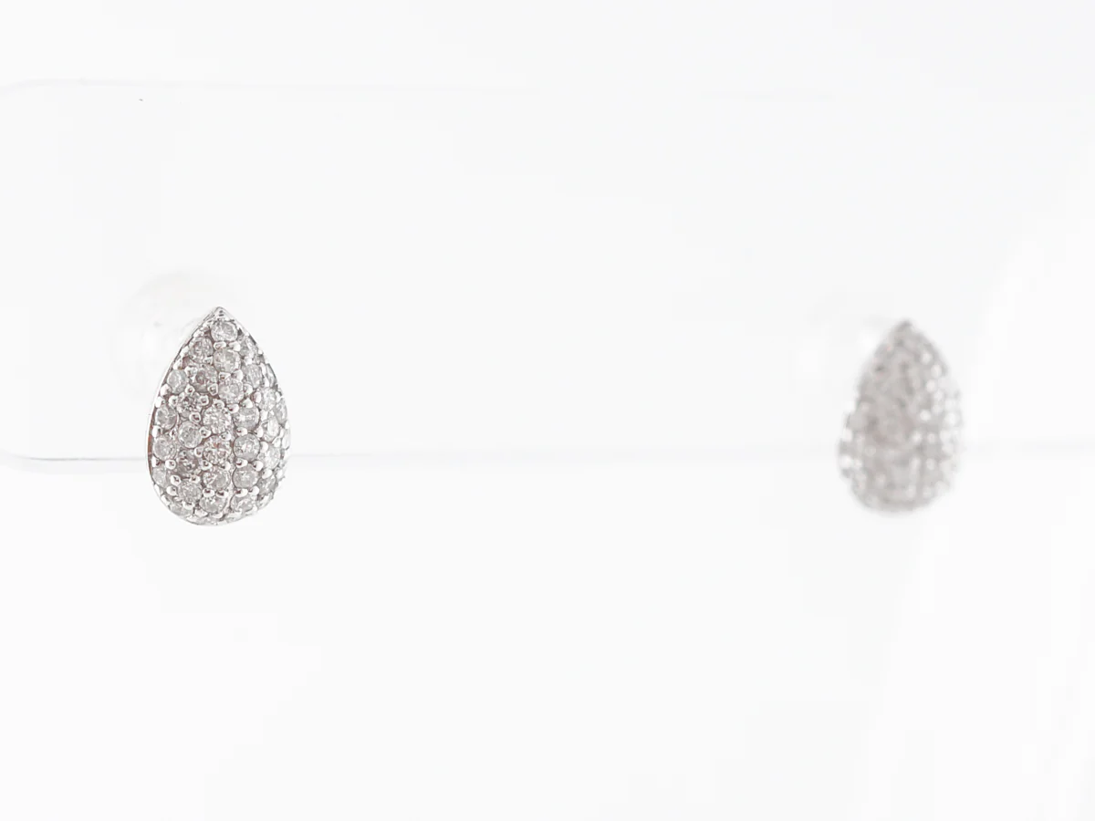 Pave Diamond Cluster Earrings in 18k White Gold - Image 2